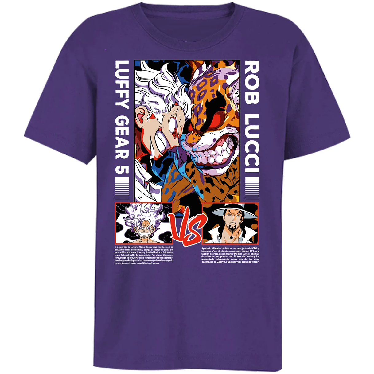 Playera One Piece Luffy Vs Rob Lucci para Niño 1
