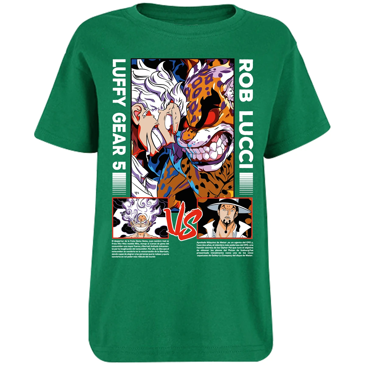 Playera One Piece Luffy Vs Rob Lucci para Niño 7