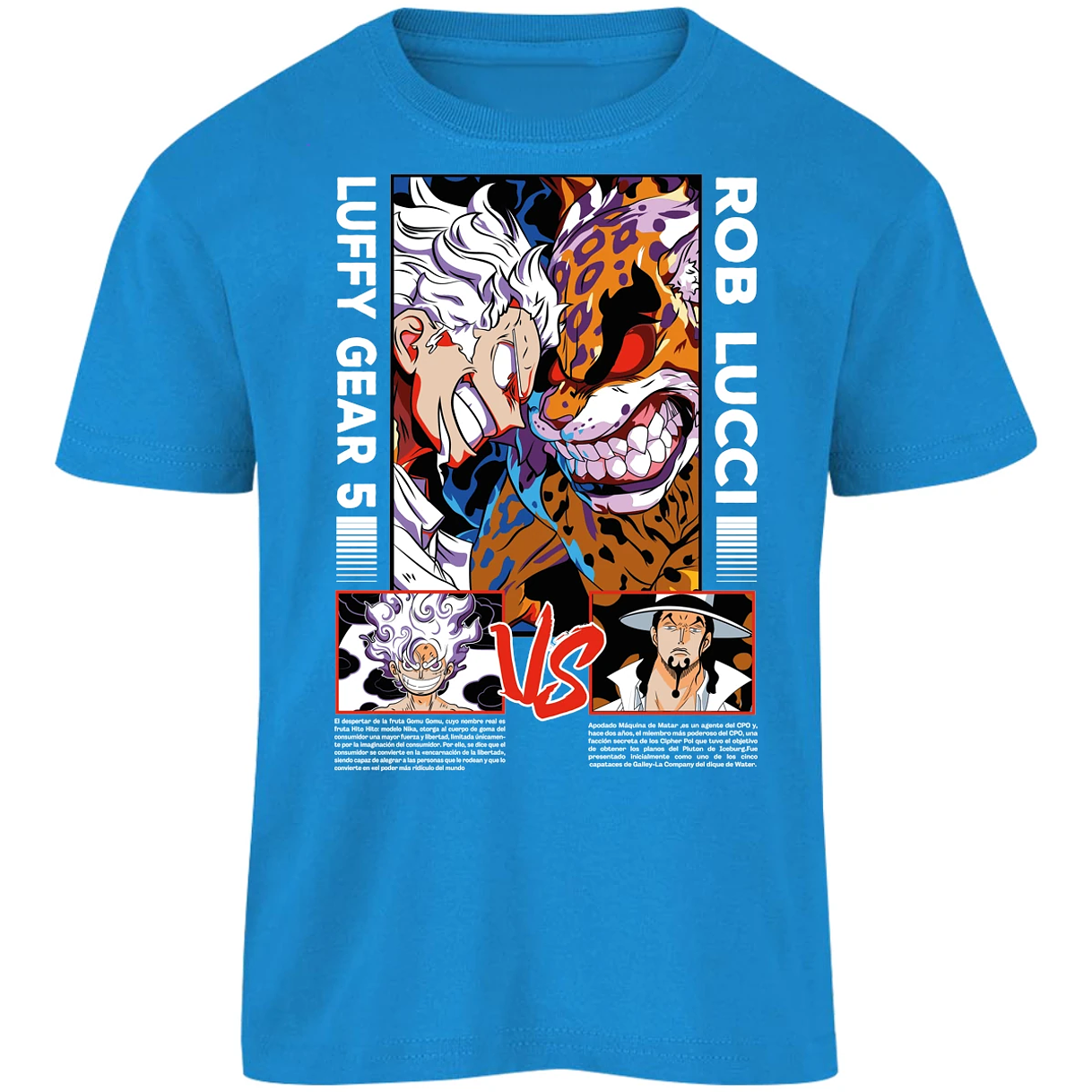 Playera One Piece Luffy Vs Rob Lucci para Niño 13