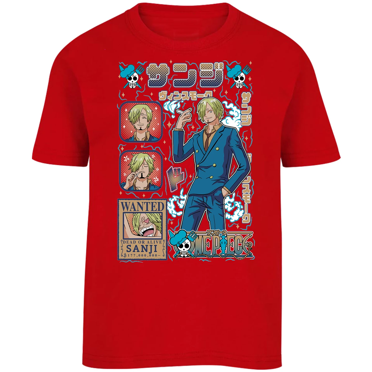 Playera One Piece Sanji Anime para Niño 7