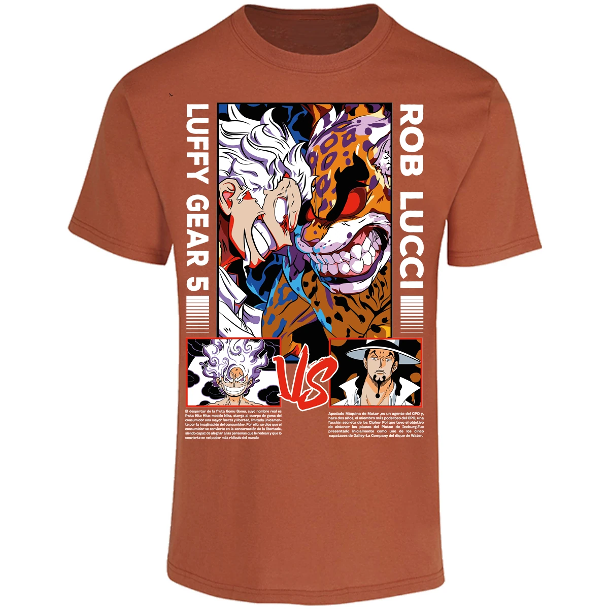 Playera One Piece Luffy Vs Rob Lucci para Adulto 13