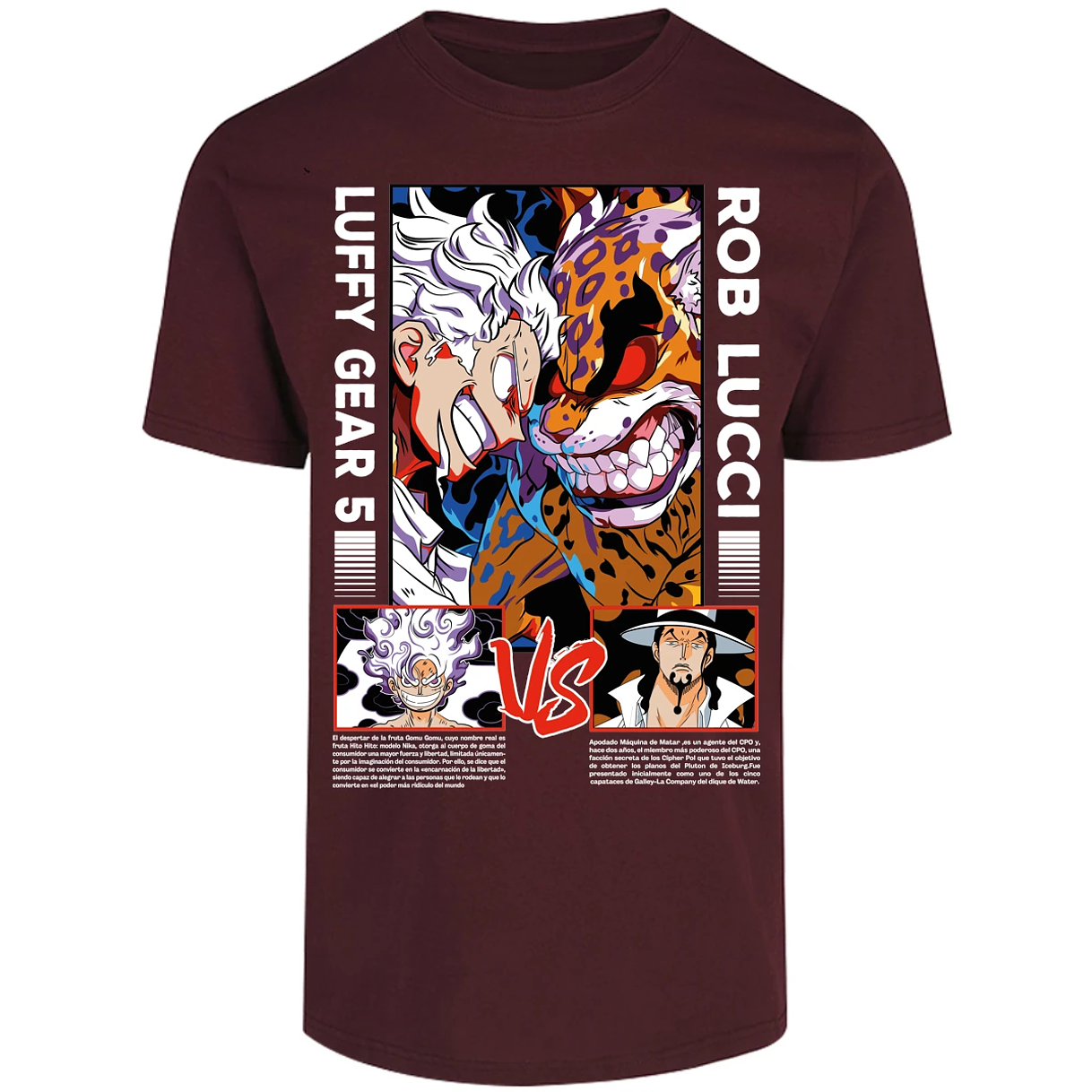 Playera One Piece Luffy Vs Rob Lucci para Adulto 32