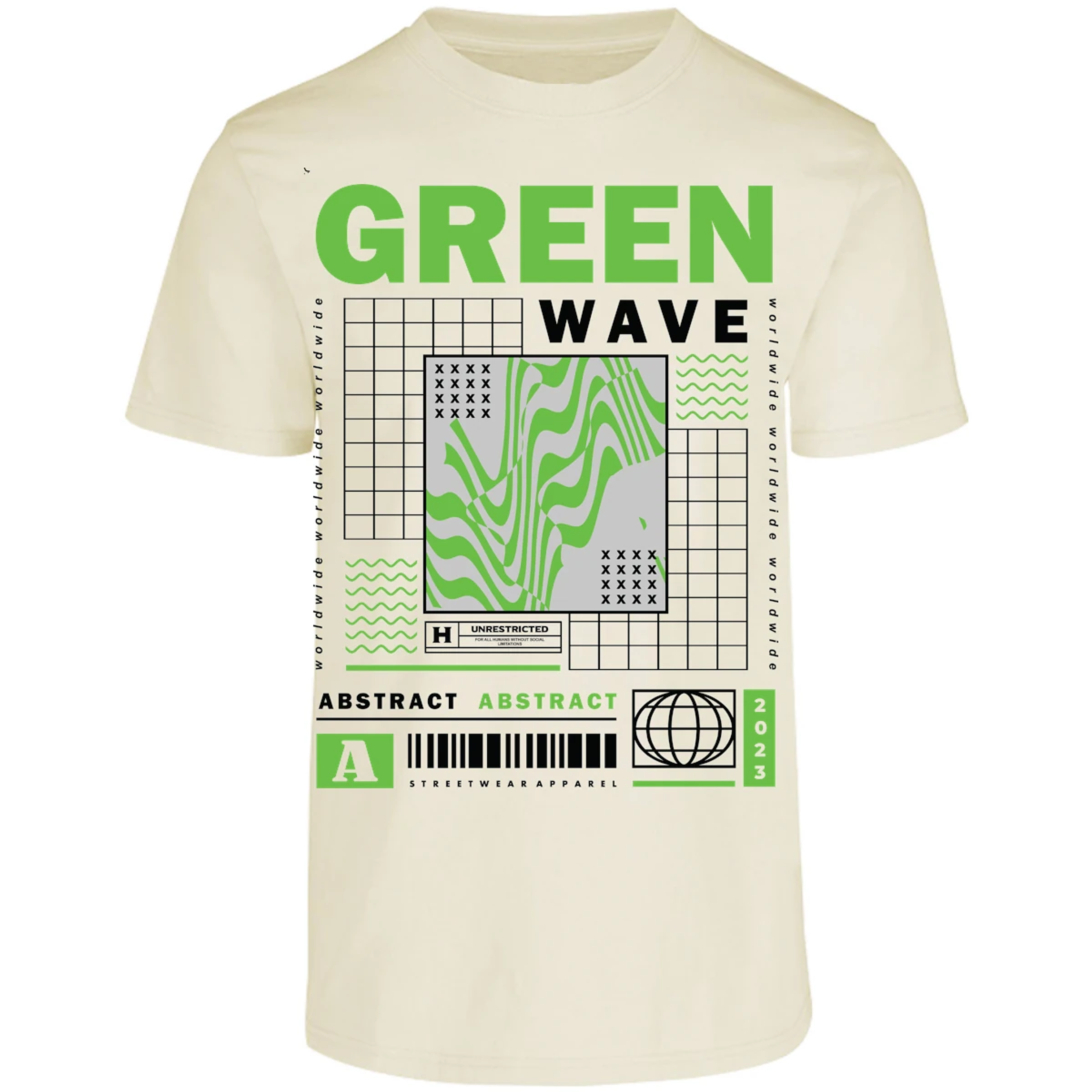 Playera Urbano Style Abstract Green Wave 340 para Adulto 14
