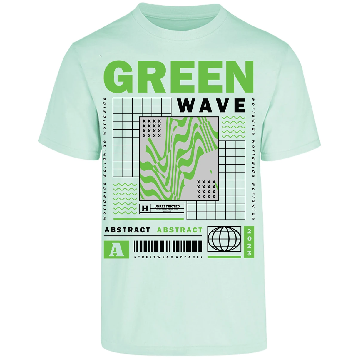 Playera Urbano Style Abstract Green Wave 340 para Adulto 6