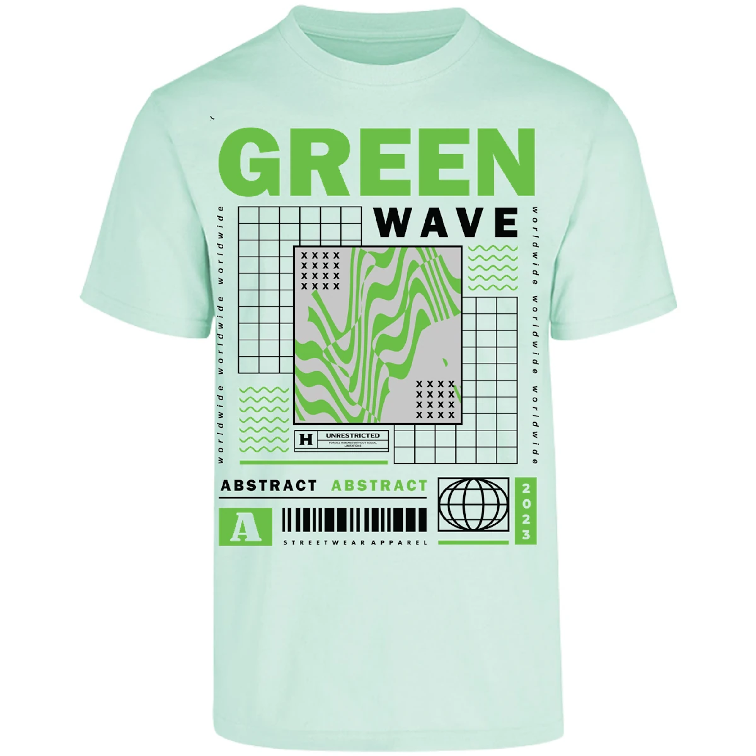 Playera Urbano Style Abstract Green Wave 340 para Adulto 6
