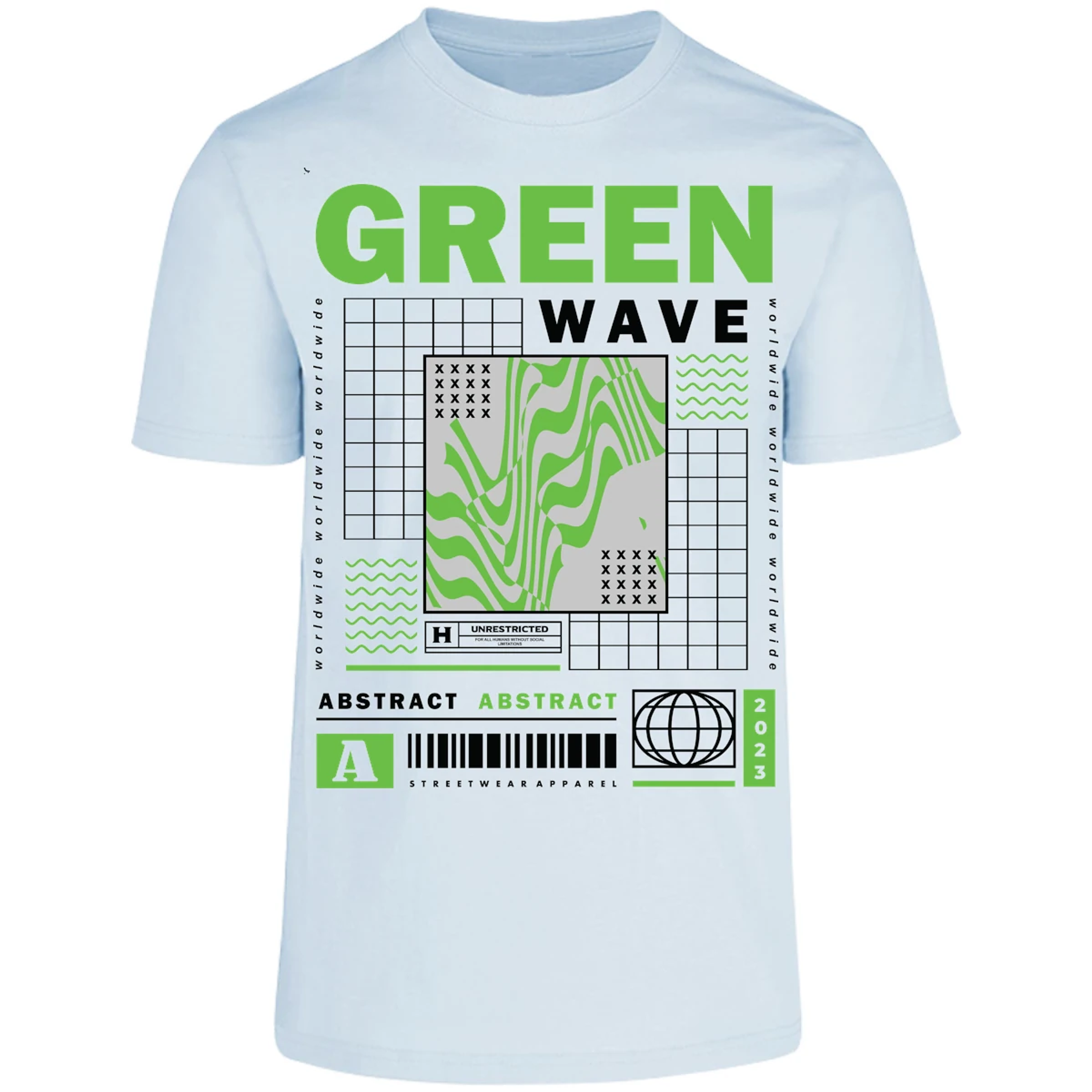 Playera Urbano Style Abstract Green Wave 340 para Adulto 8