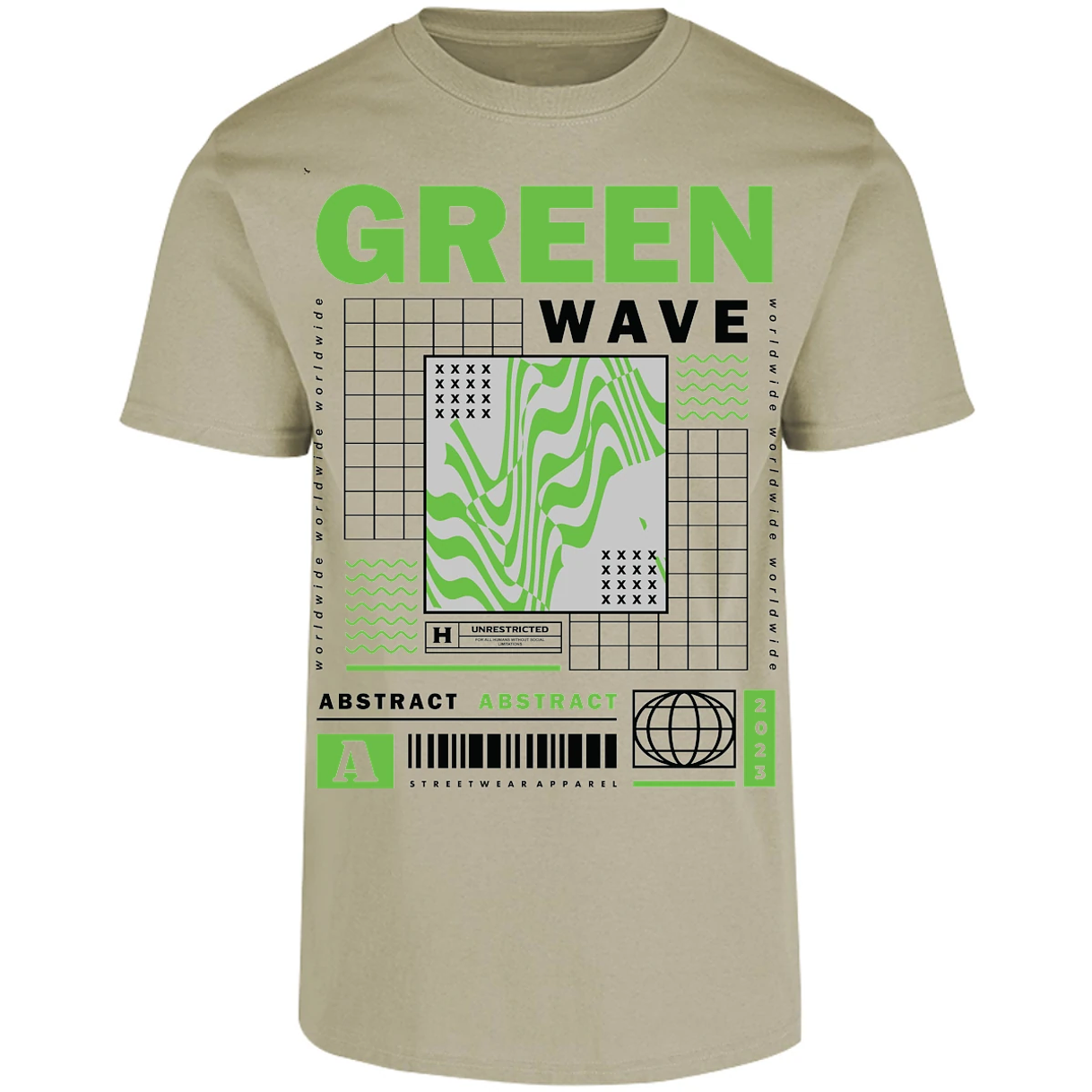 Playera Urbano Style Abstract Green Wave 340 para Adulto 26