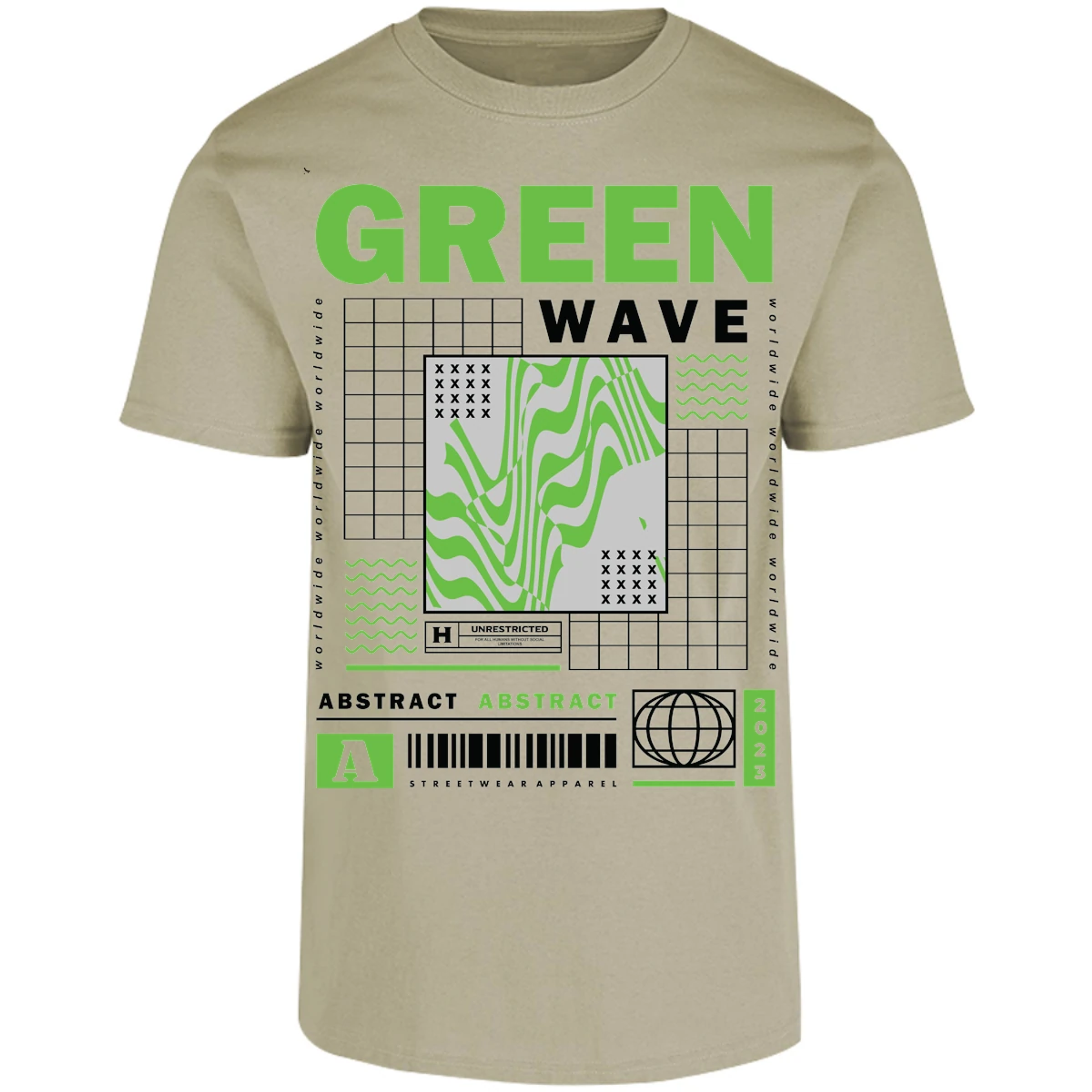 Playera Urbano Style Abstract Green Wave 340 para Adulto 26