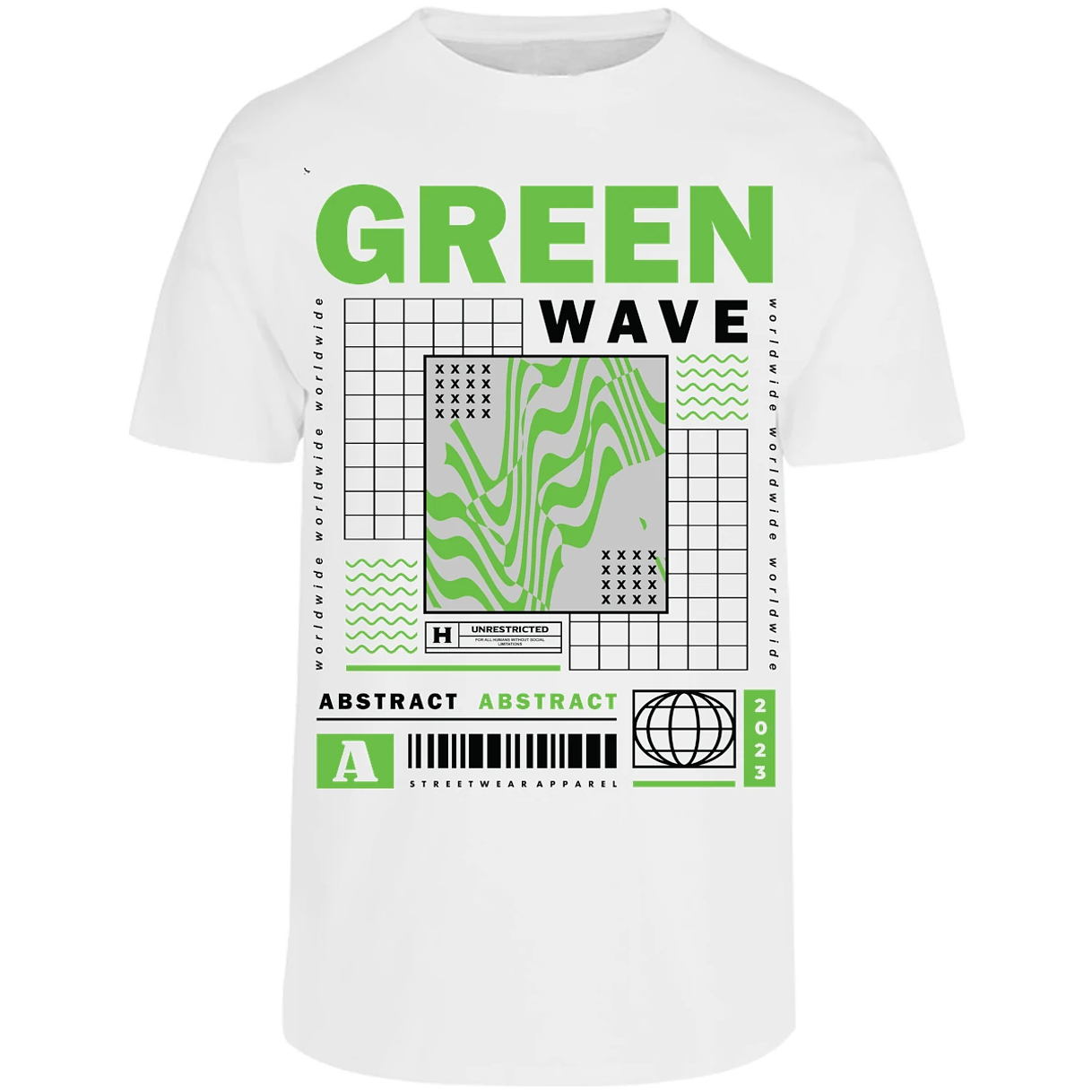 Playera Urbano Style Abstract Green Wave 340 para Adulto 11