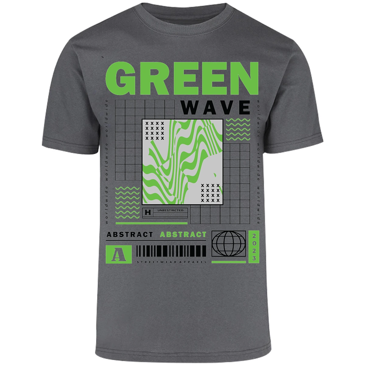 Playera Urbano Style Abstract Green Wave 340 para Adulto 24