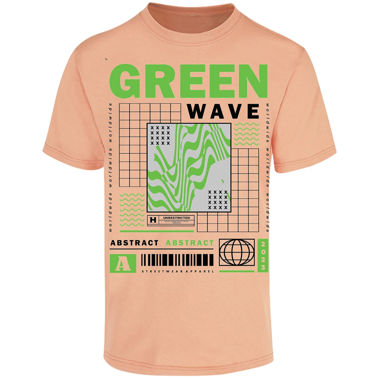 Playera Urbano Style Abstract Green Wave 340 para Adulto 21