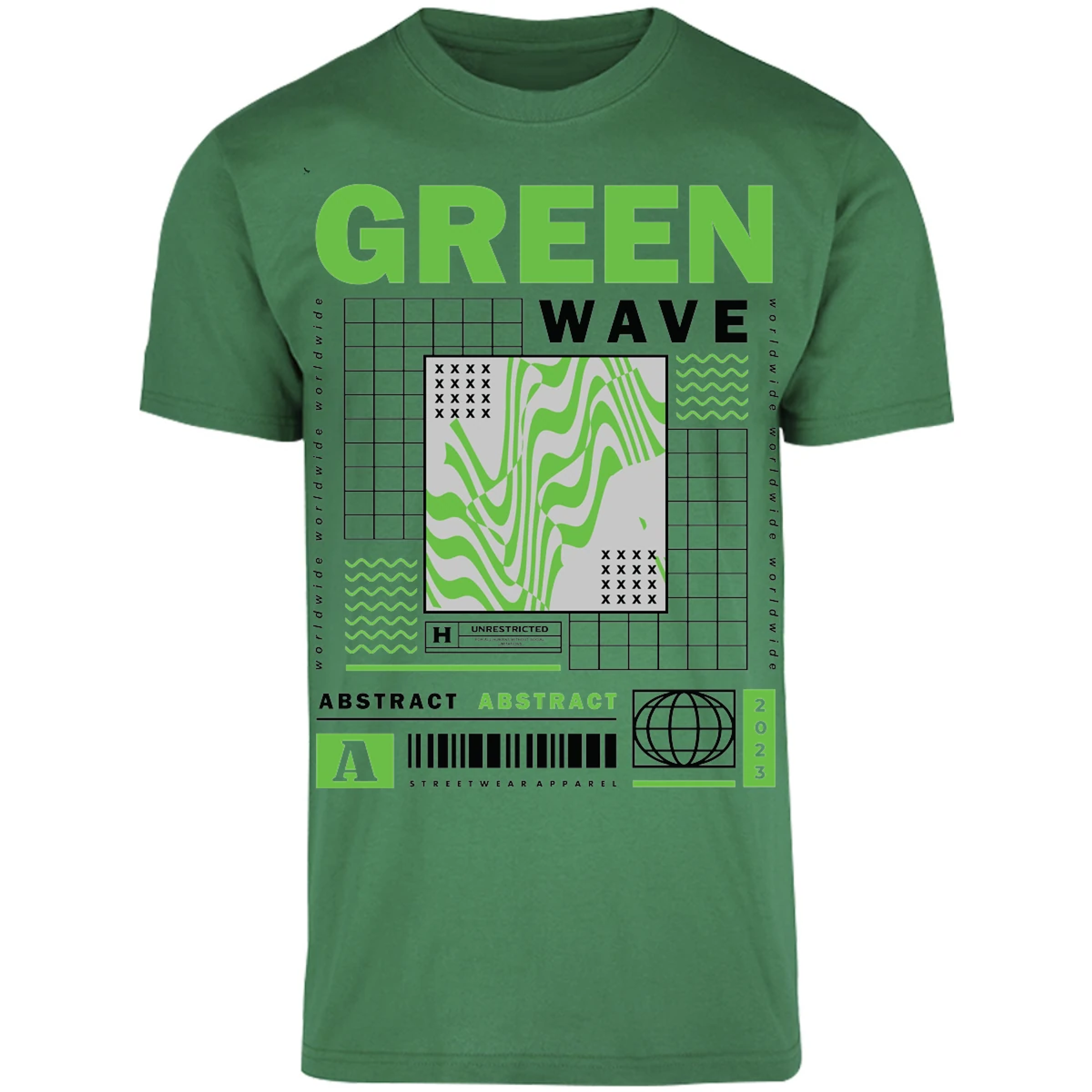 Playera Urbano Style Abstract Green Wave 340 para Adulto 18