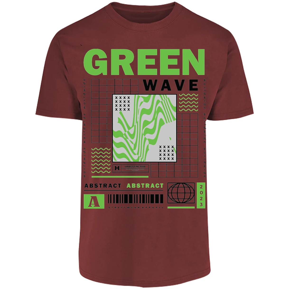 Playera Urbano Style Abstract Green Wave 340 para Adulto 12