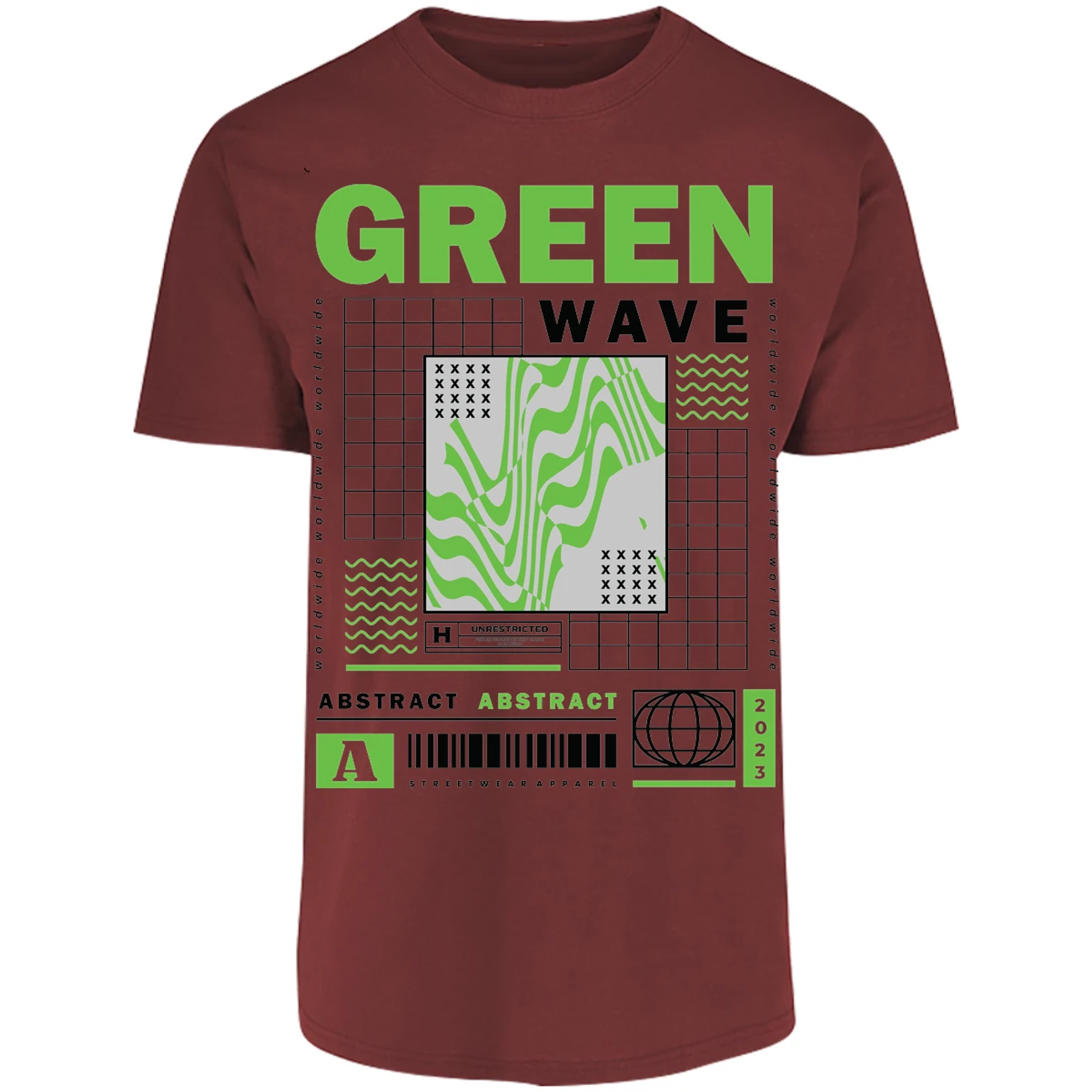 Playera Urbano Style Abstract Green Wave 340 para Adulto 12
