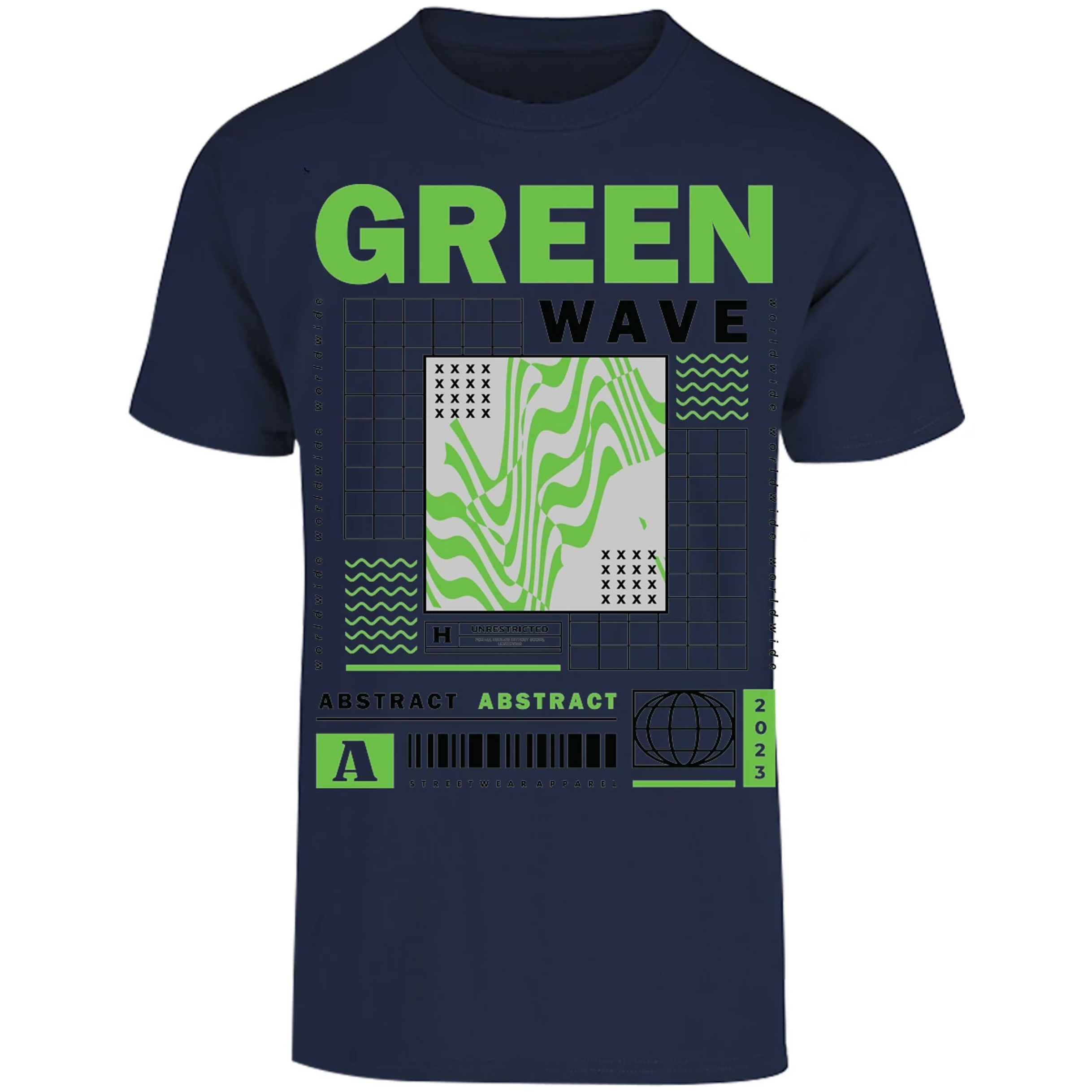 Playera Urbano Style Abstract Green Wave 340 para Adulto 15