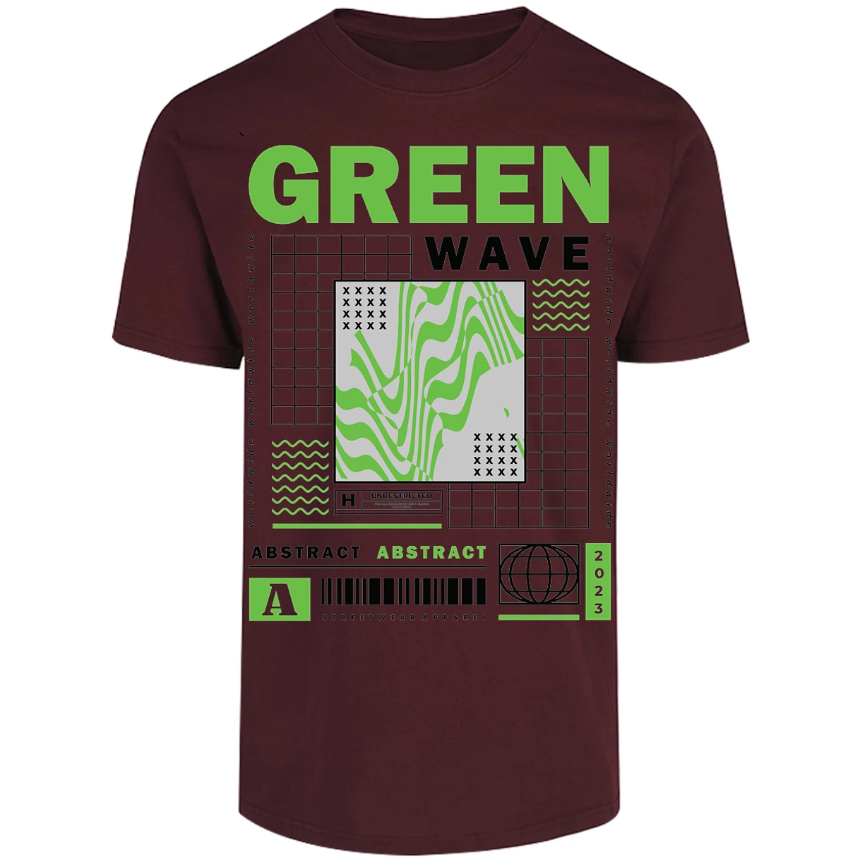 Playera Urbano Style Abstract Green Wave 340 para Adulto 29