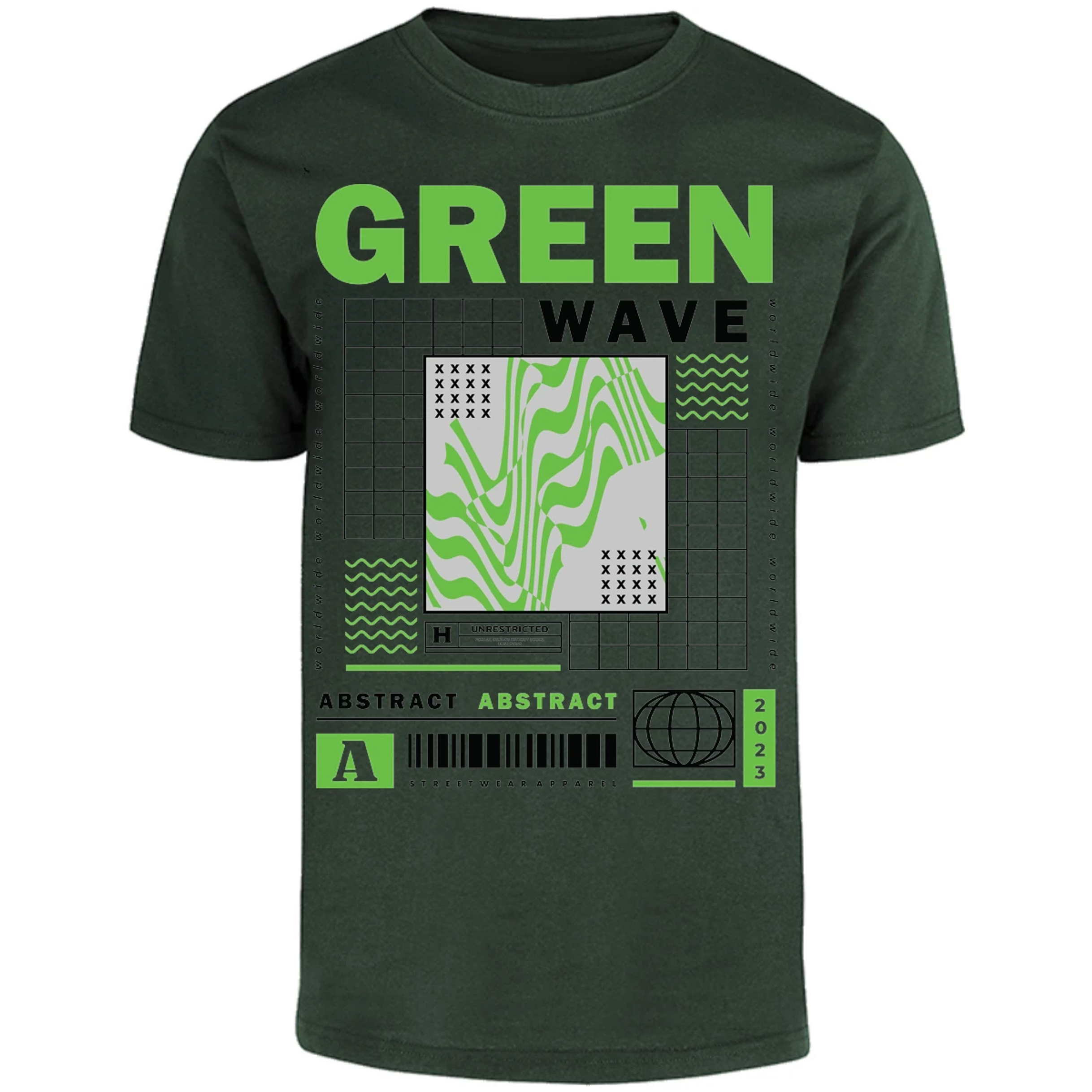 Playera Urbano Style Abstract Green Wave 340 para Adulto 17