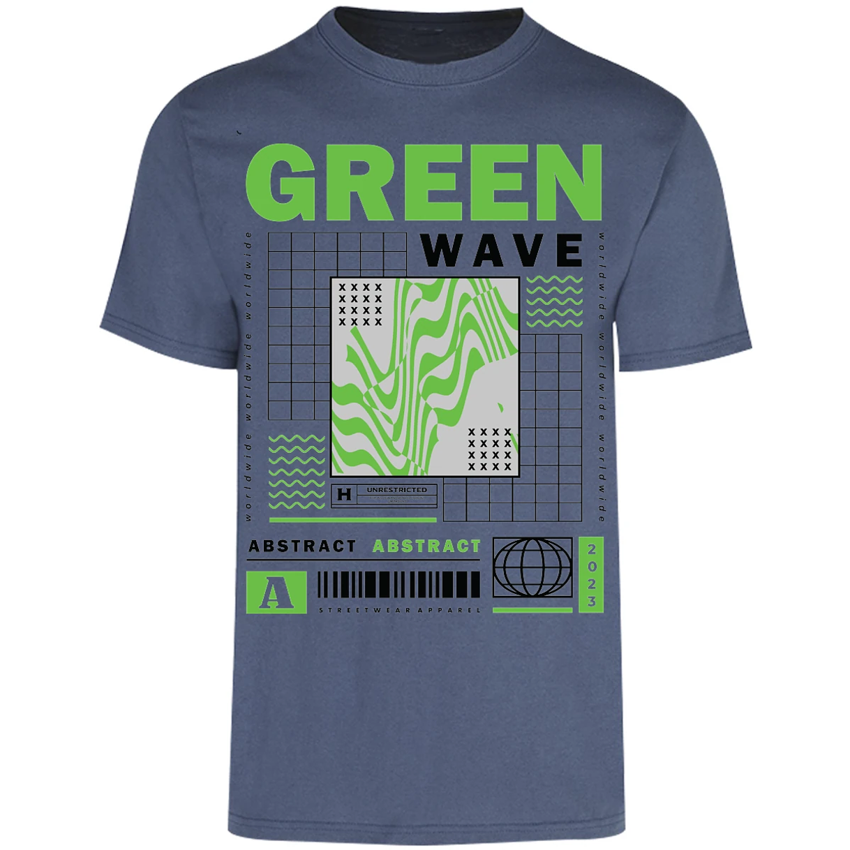 Playera Urbano Style Abstract Green Wave 340 para Adulto 19