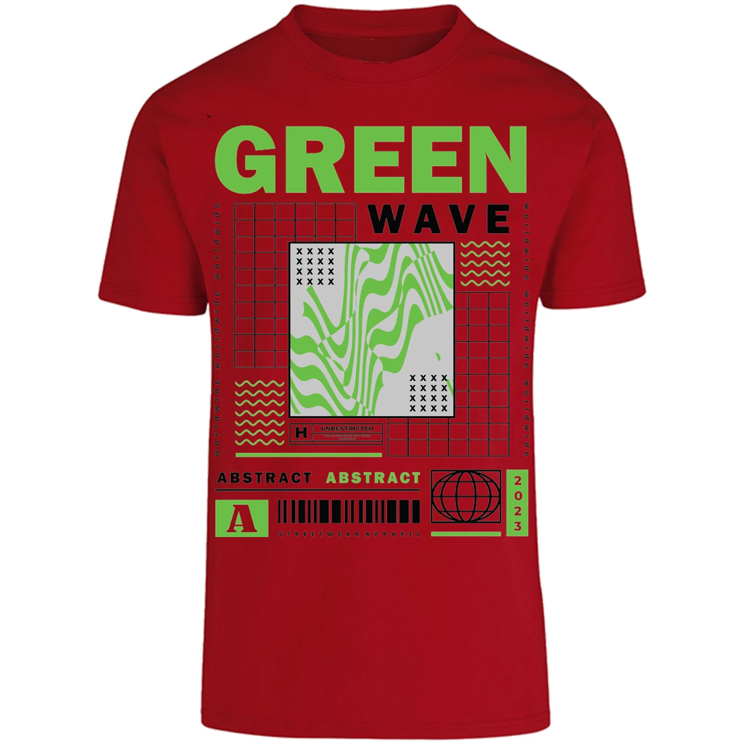 Playera Urbano Style Abstract Green Wave 340 para Adulto 22