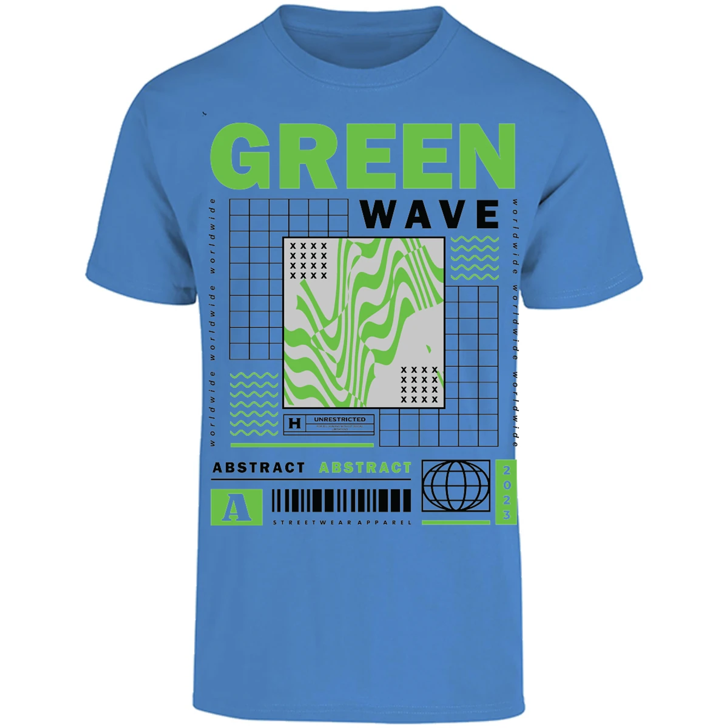 Playera Urbano Style Abstract Green Wave 340 para Adulto 25