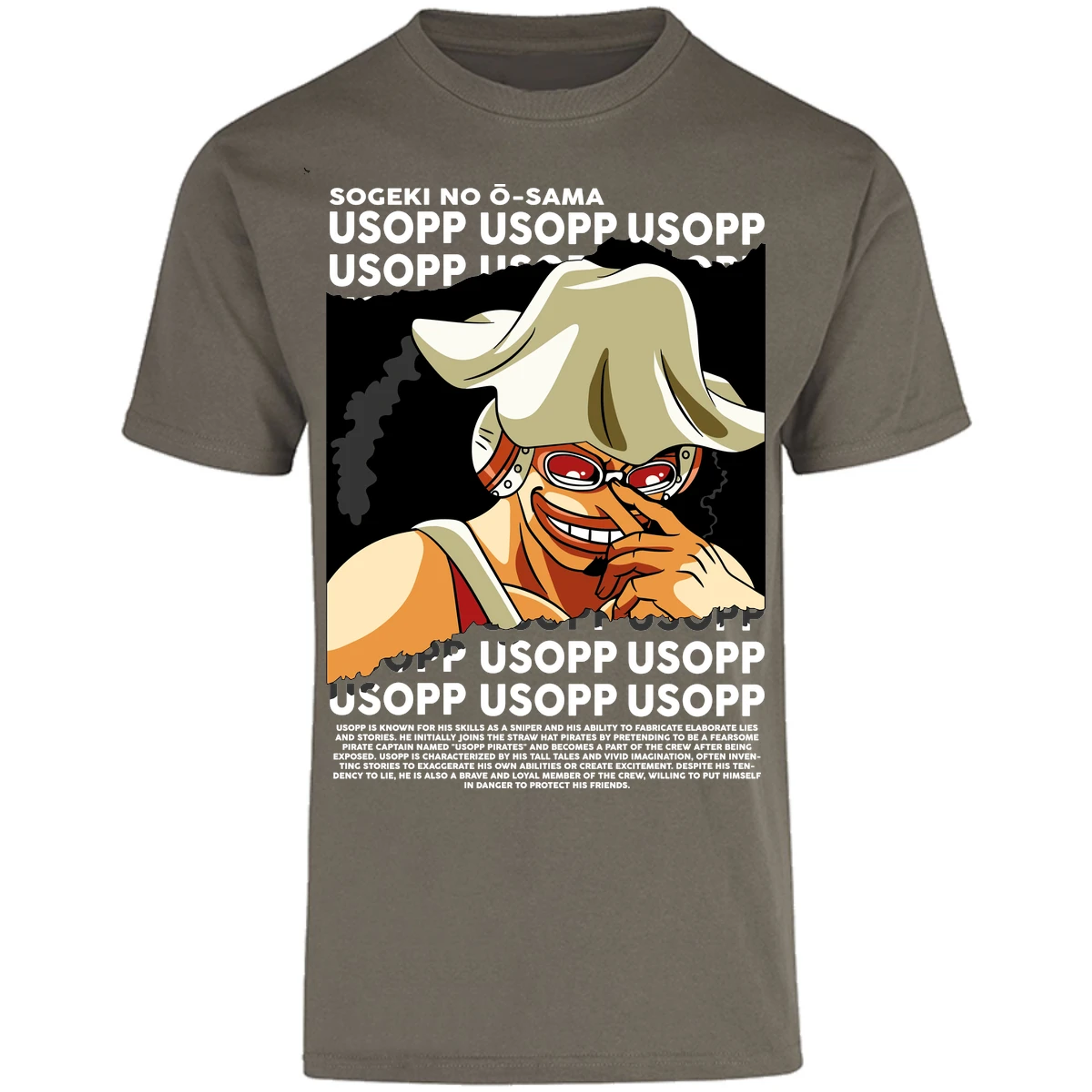 Playera One Piece Usopp Text para Adulto 34