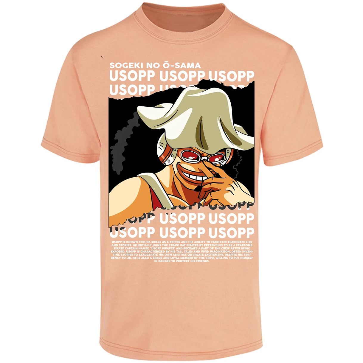 Playera One Piece Usopp Text para Adulto 25