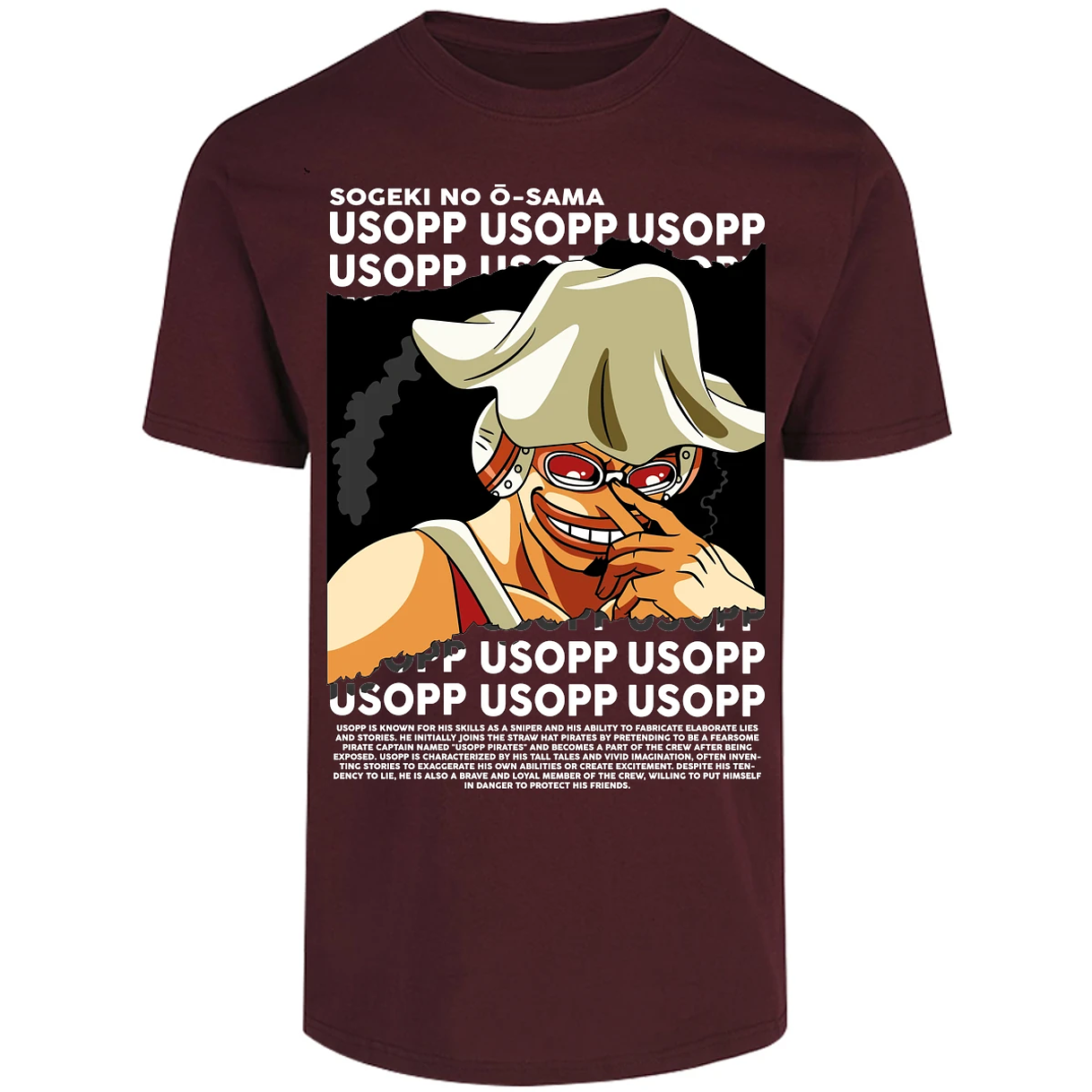 Playera One Piece Usopp Text para Adulto 9