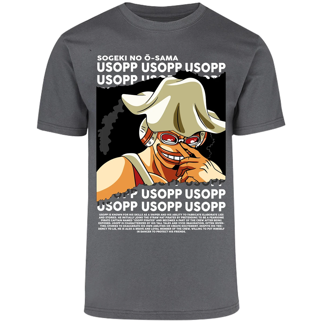 Playera One Piece Usopp Text para Adulto 11