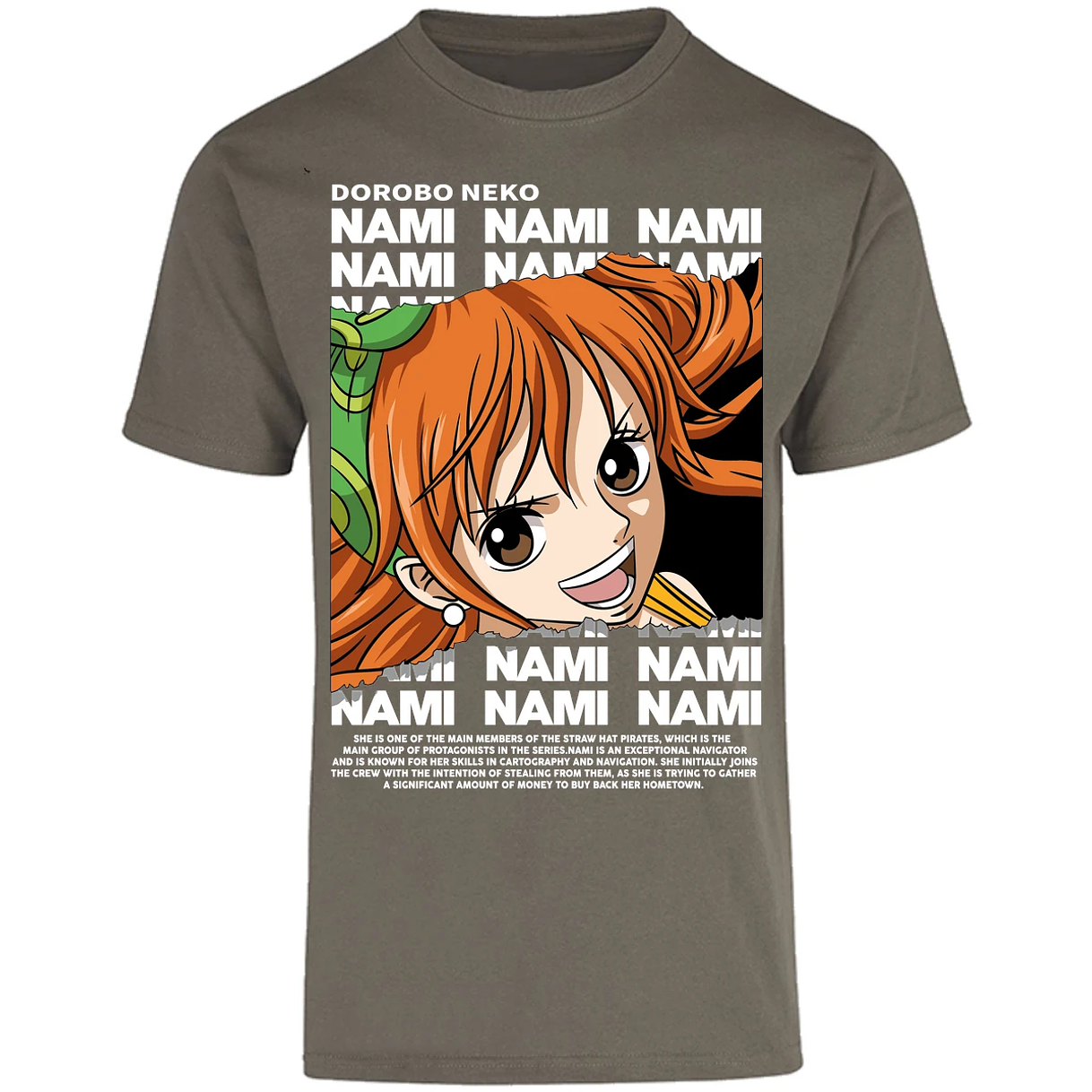 Playera One Piece Nami Text para Adulto 5