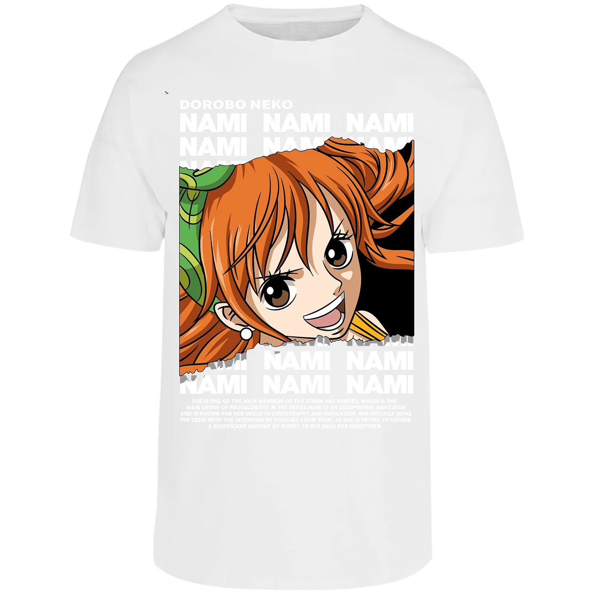 Playera One Piece Nami Text para Adulto 50