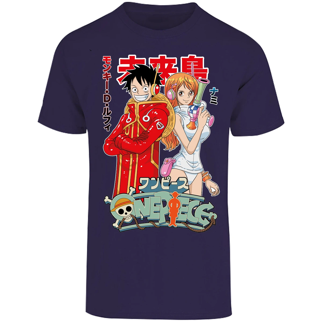 Playera One Piece Luffy Y Nami Egghead para Adulto 36