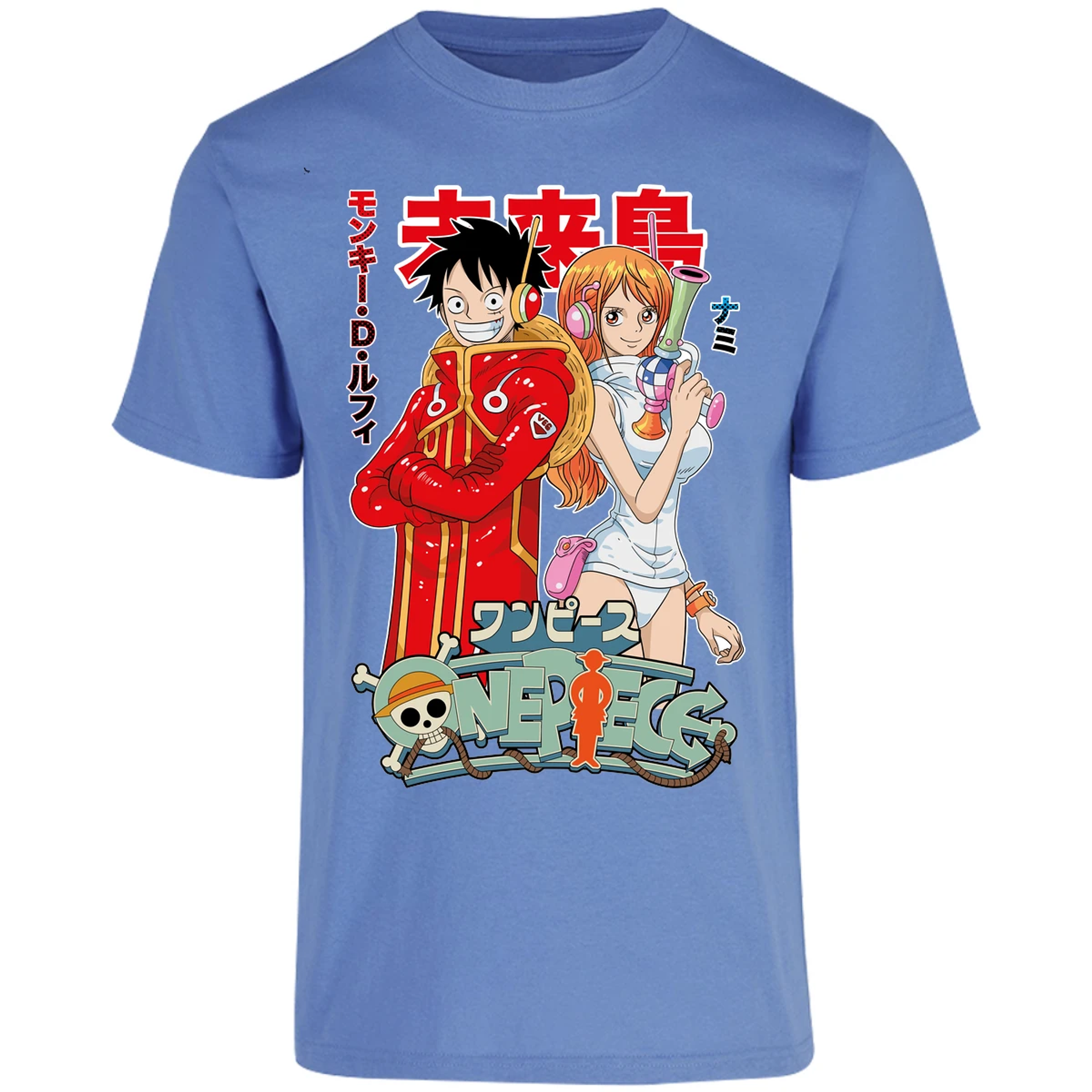 Playera One Piece Luffy Y Nami Egghead para Adulto 42