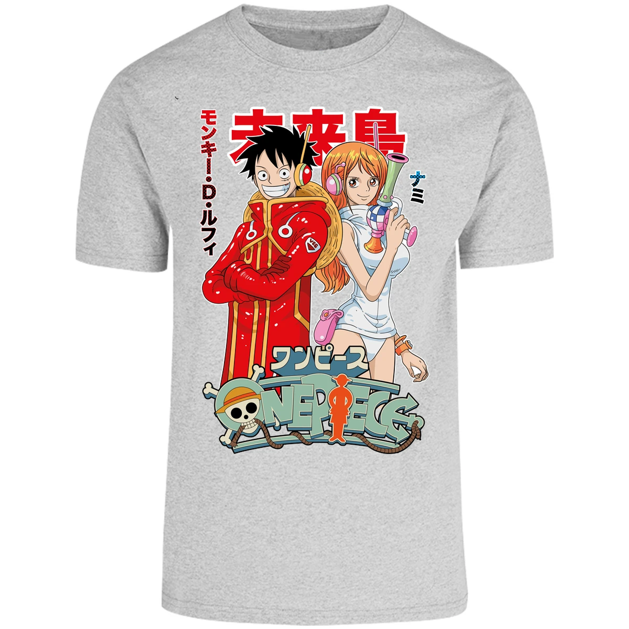 Playera One Piece Luffy Y Nami Egghead para Adulto 35