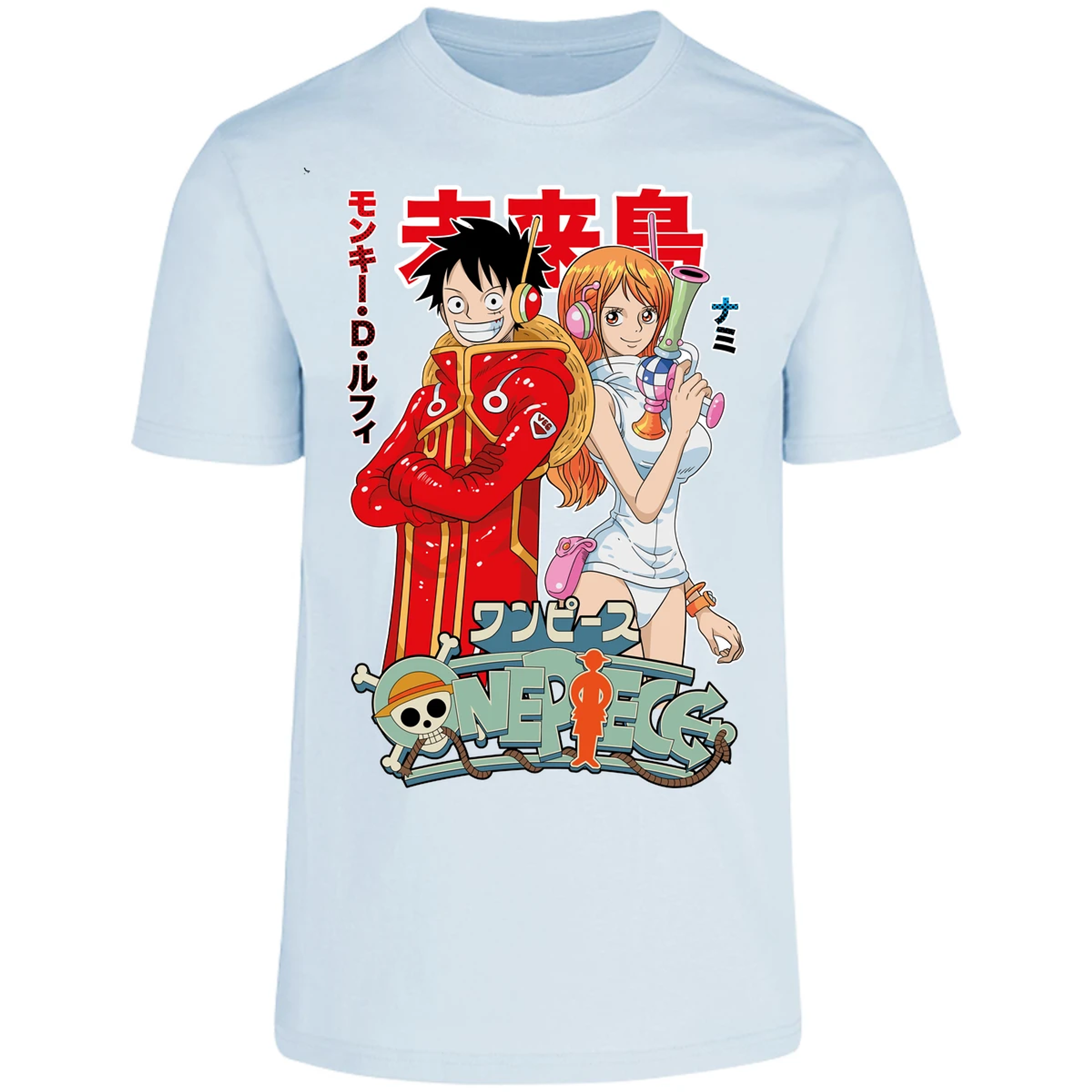 Playera One Piece Luffy Y Nami Egghead para Adulto 1