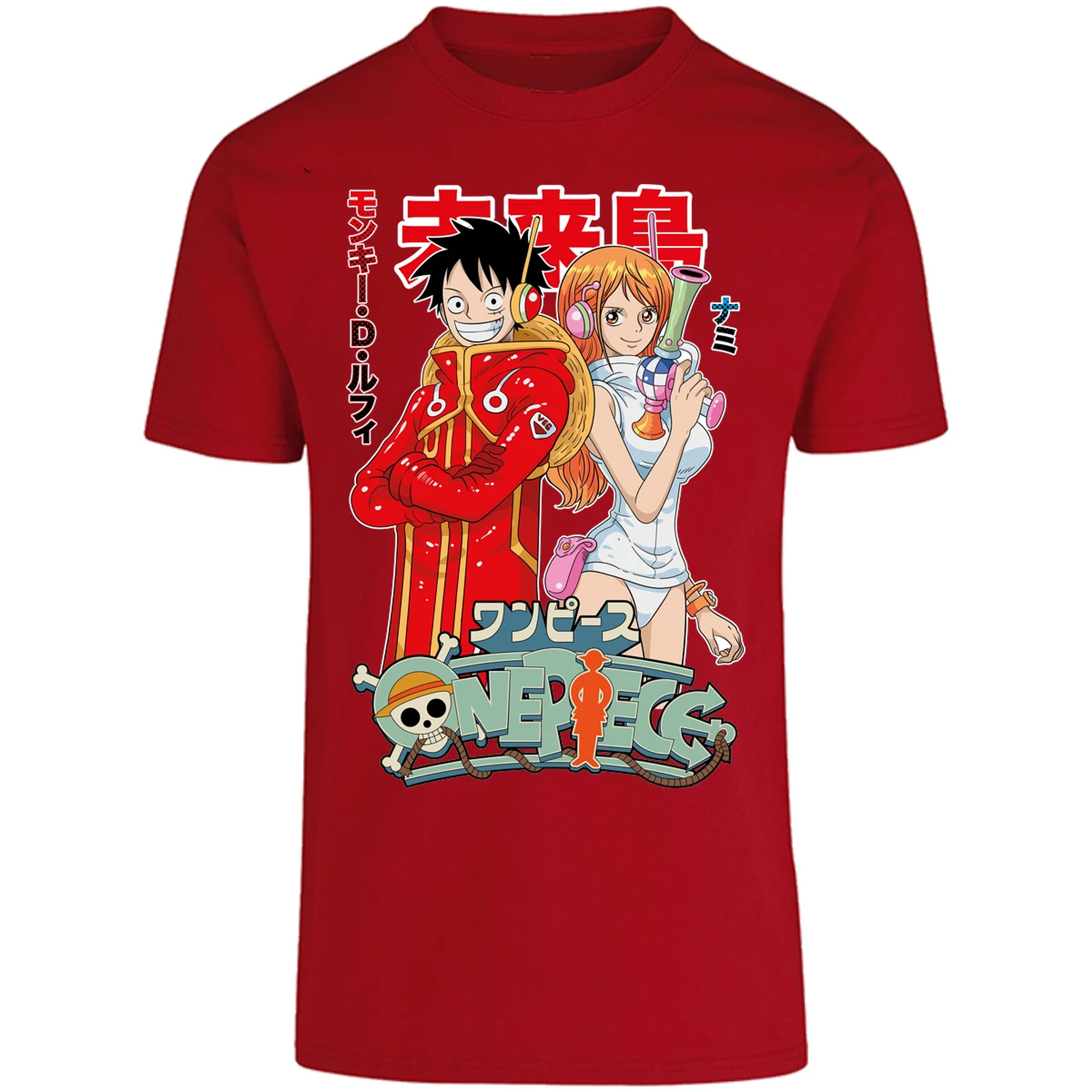 Playera One Piece Luffy Y Nami Egghead para Adulto 38