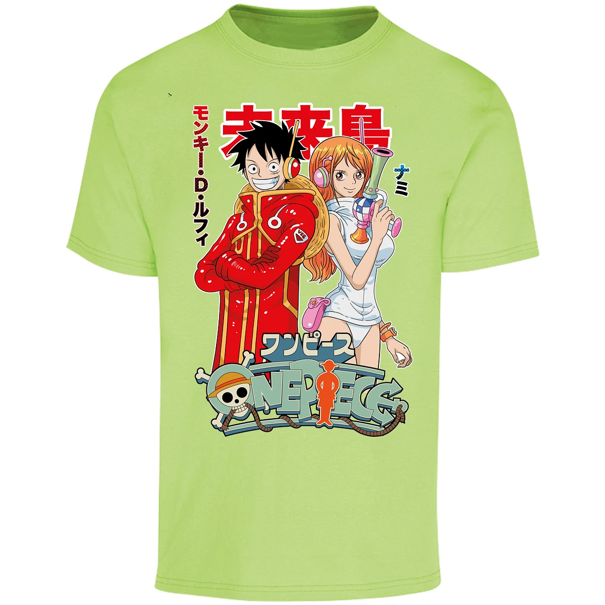 Playera One Piece Luffy Y Nami Egghead para Adulto 12