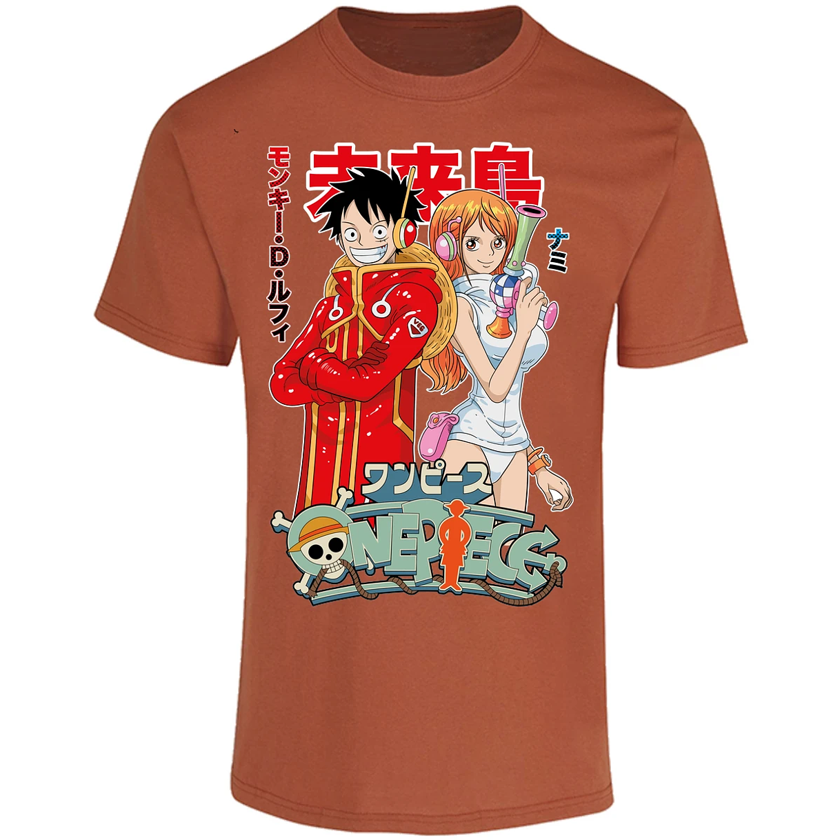 Playera One Piece Luffy Y Nami Egghead para Adulto 47