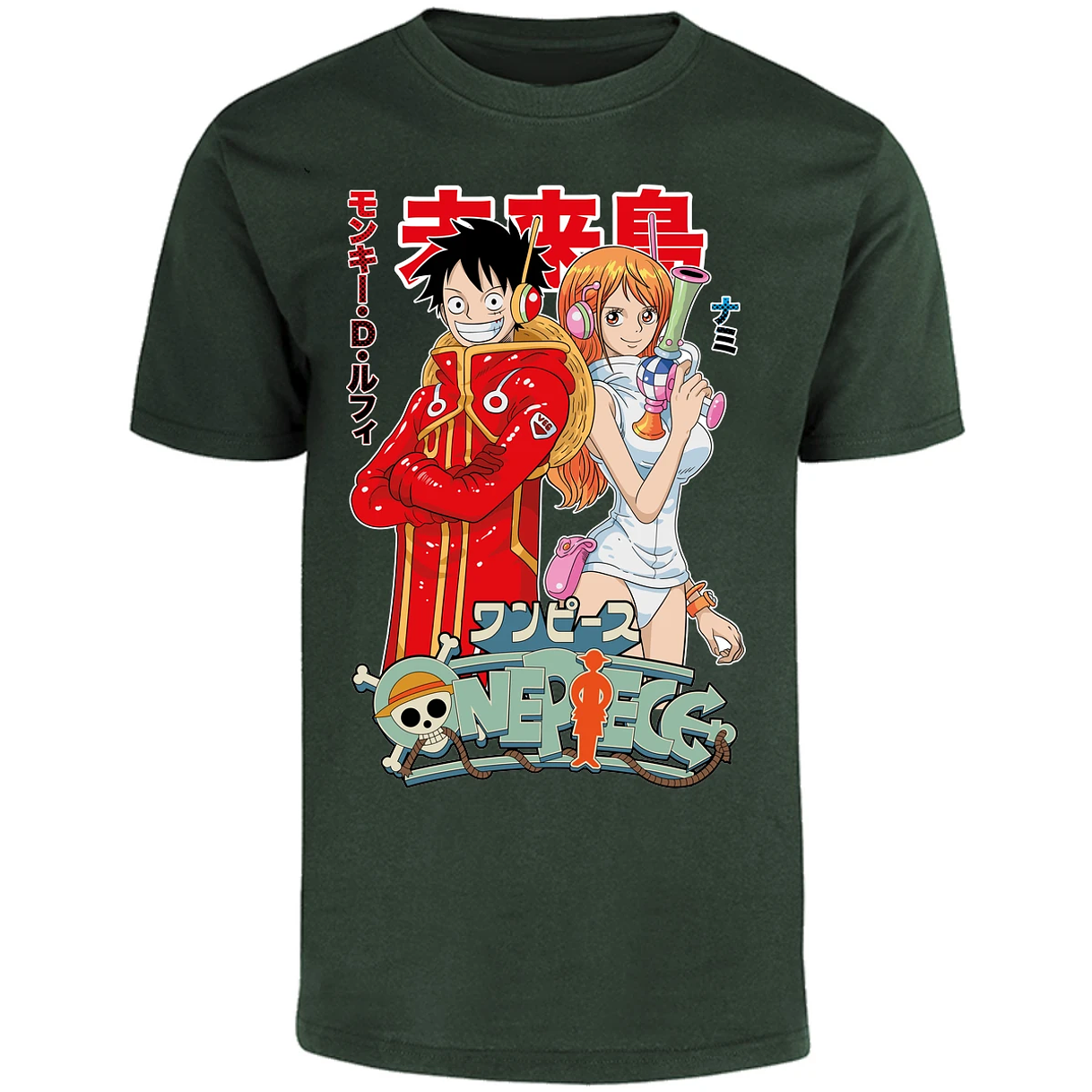 Playera One Piece Luffy Y Nami Egghead para Adulto 40