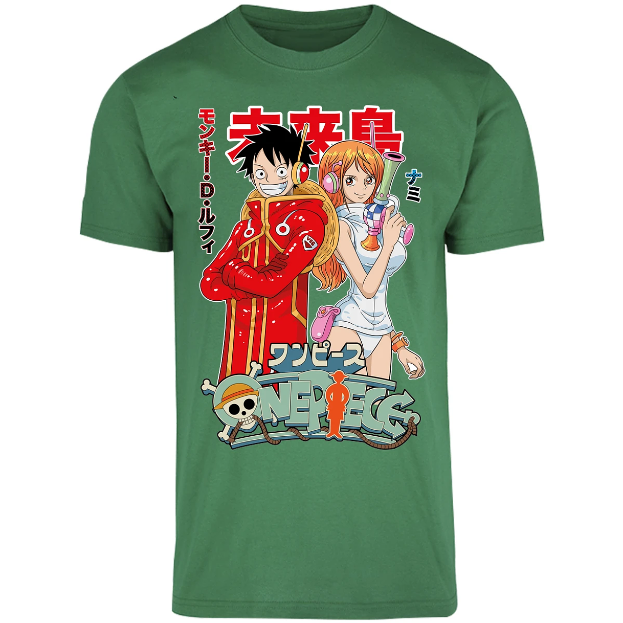 Playera One Piece Luffy Y Nami Egghead para Adulto 45