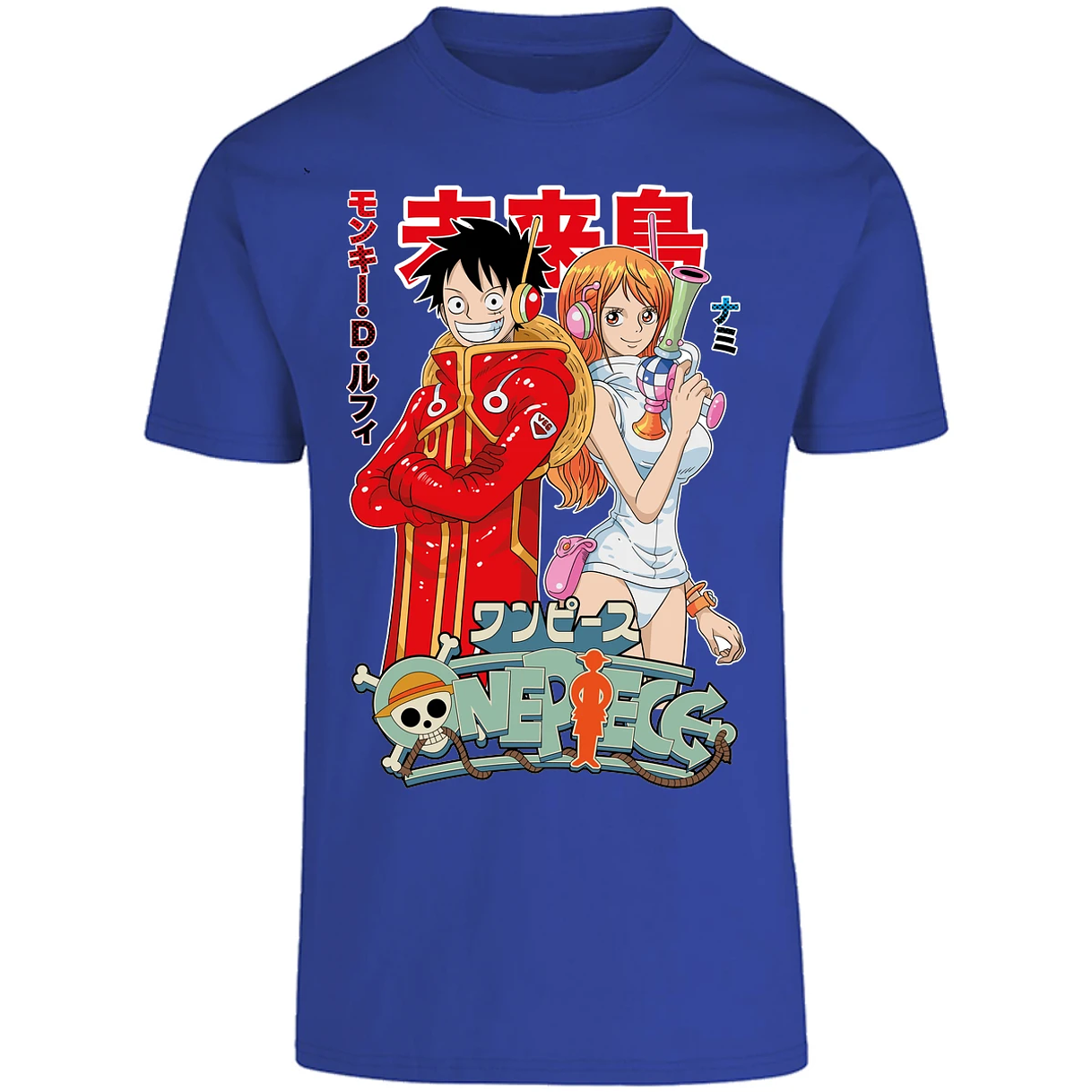Playera One Piece Luffy Y Nami Egghead para Adulto 27