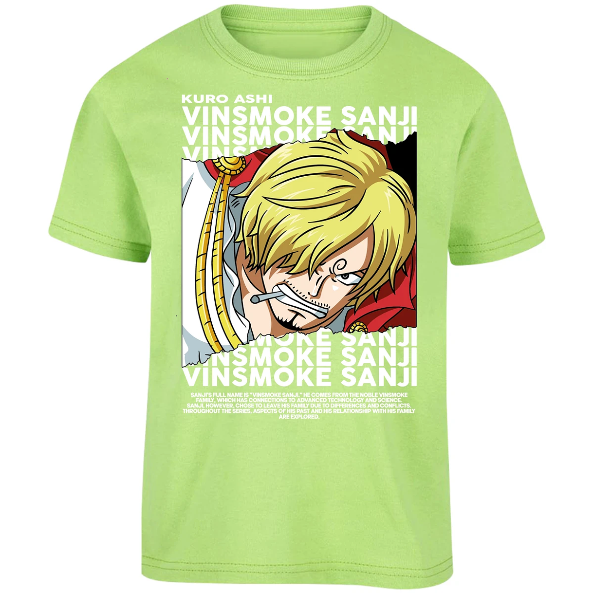 Playera One Piece Sanji Text para Niño 5