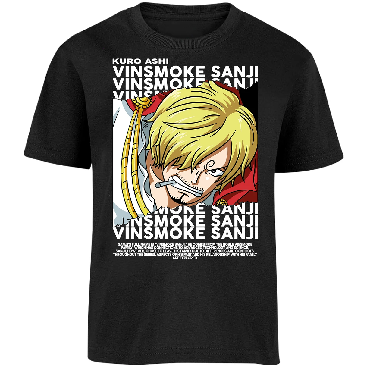 Playera One Piece Sanji Text para Niño 9