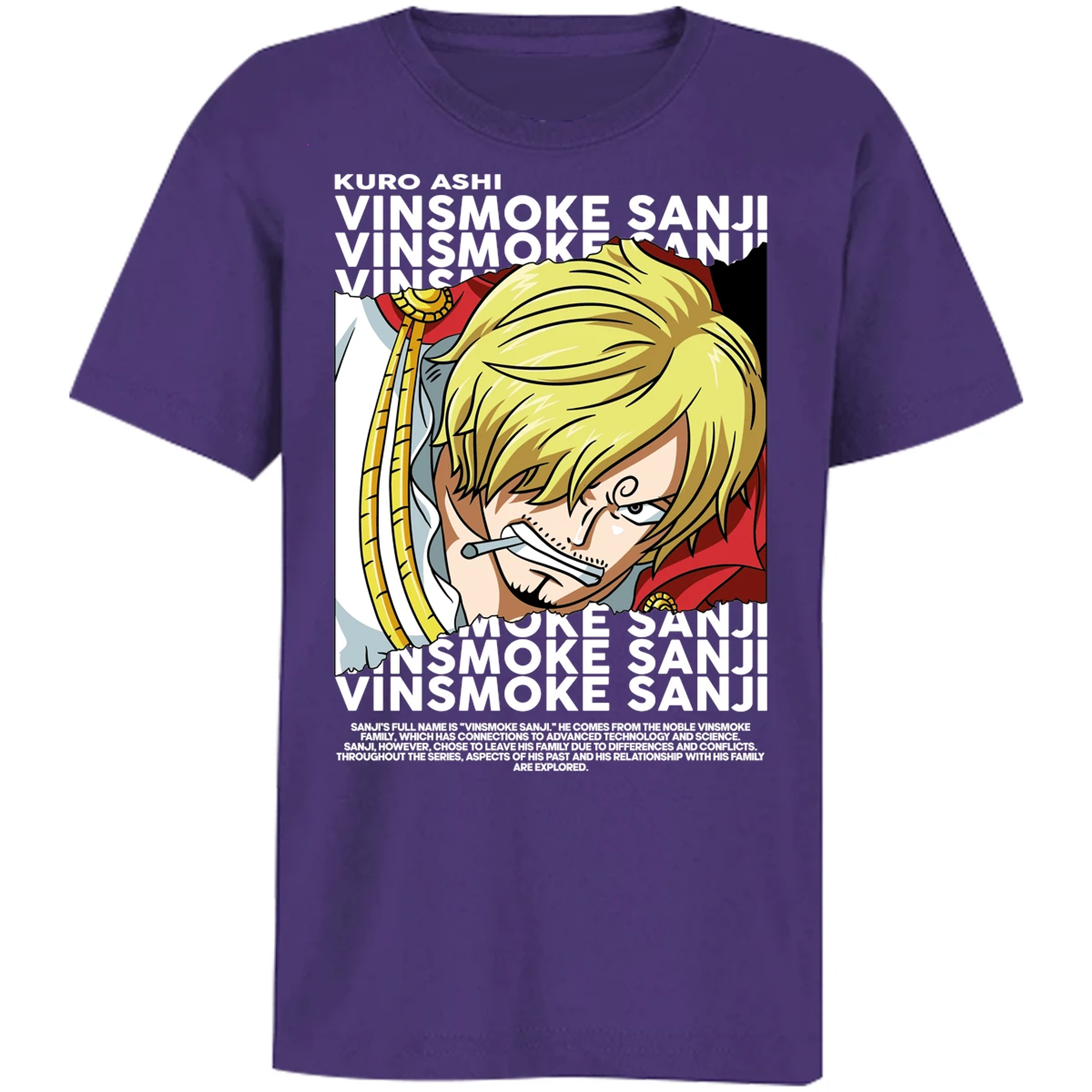 Playera One Piece Sanji Text para Niño 12