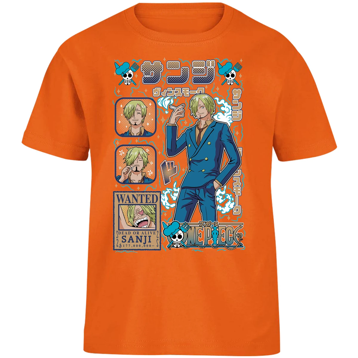 Playera One Piece Sanji Anime para Niño 12