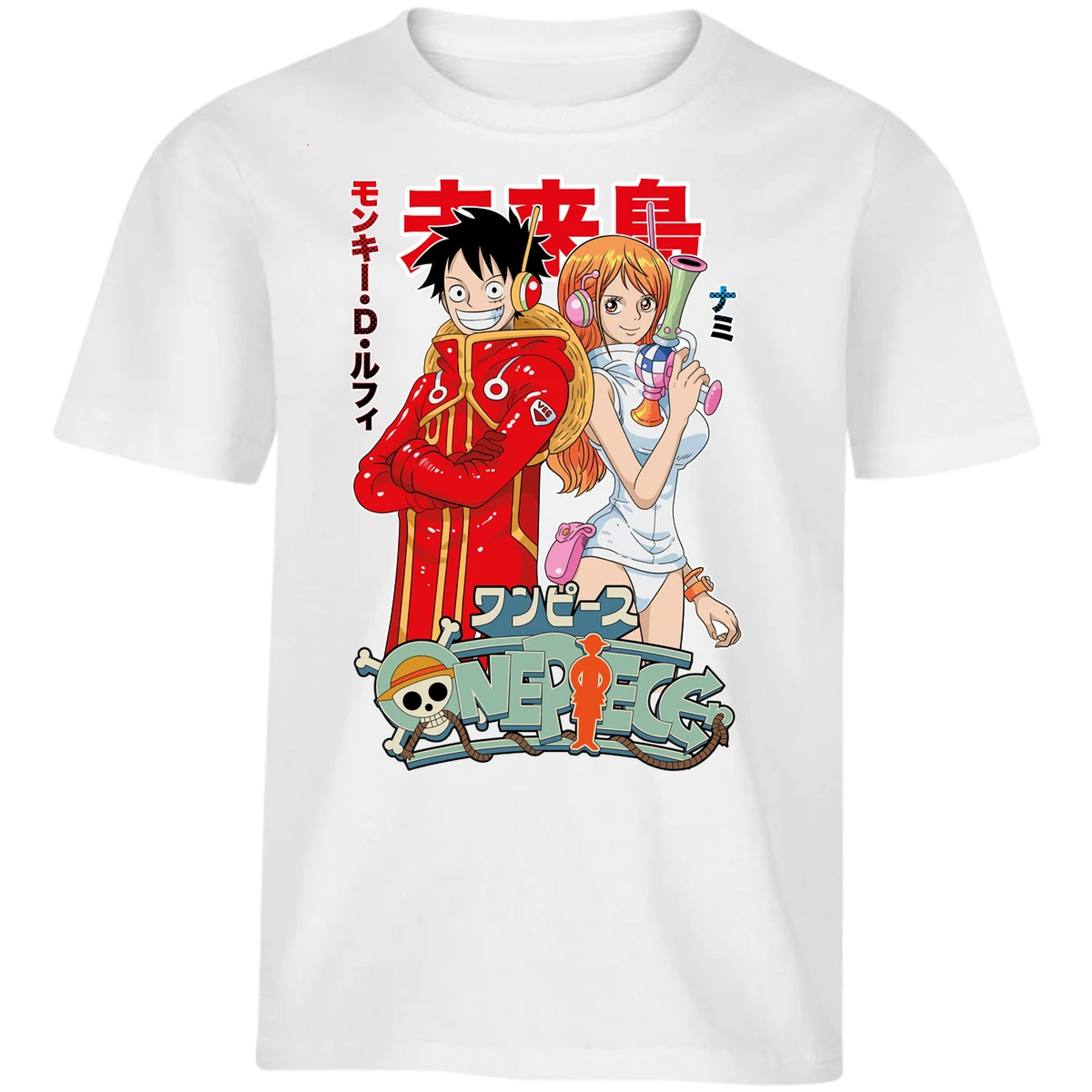 Playera One Piece Luffy Y Nami Egghead para Niño 16