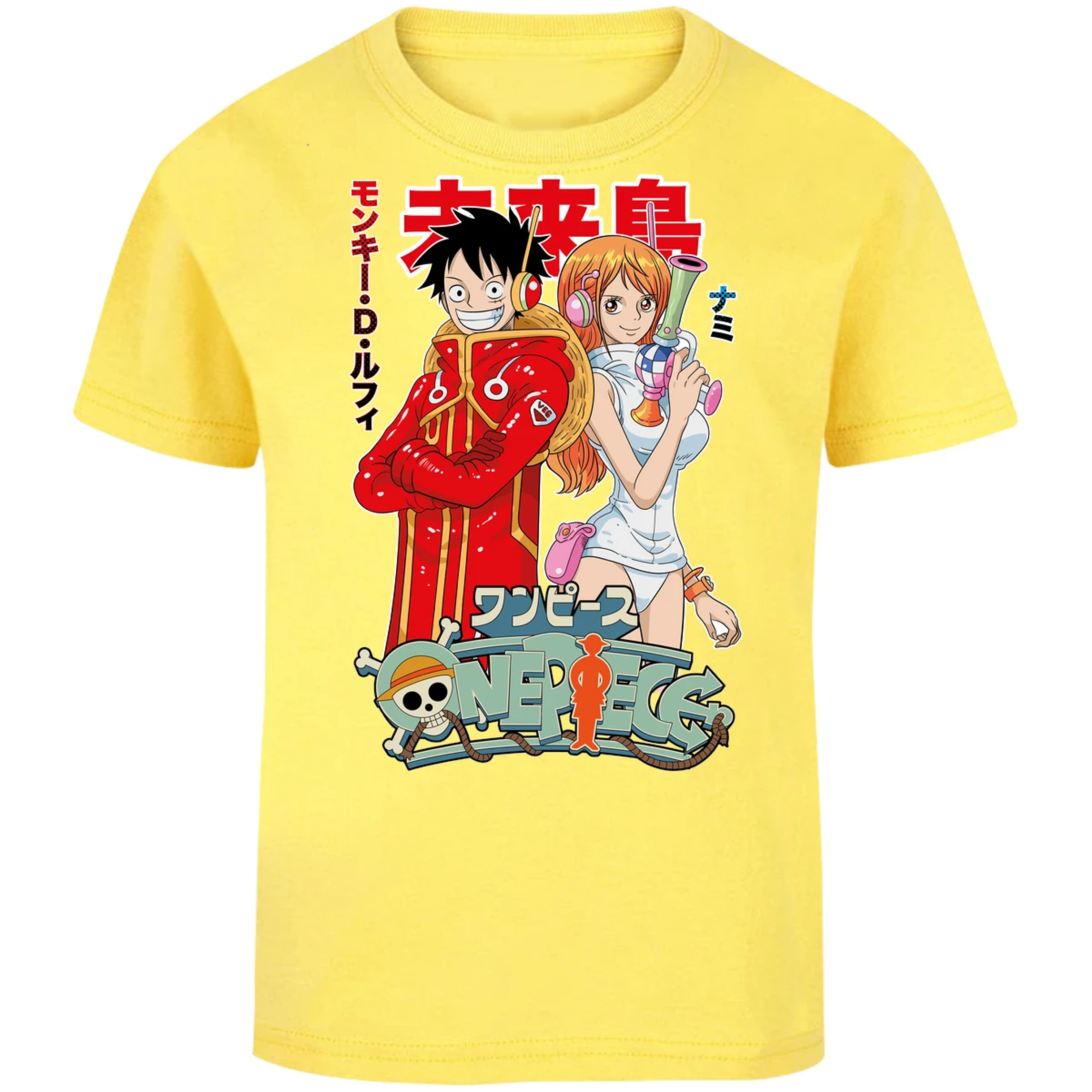 Playera One Piece Luffy Y Nami Egghead para Niño 1
