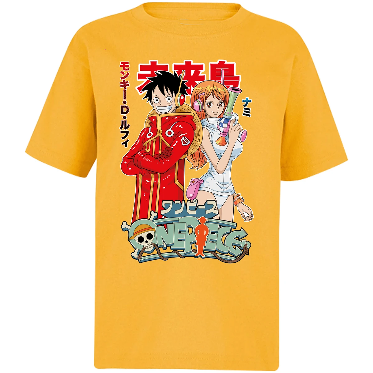 Playera One Piece Luffy Y Nami Egghead para Niño 2