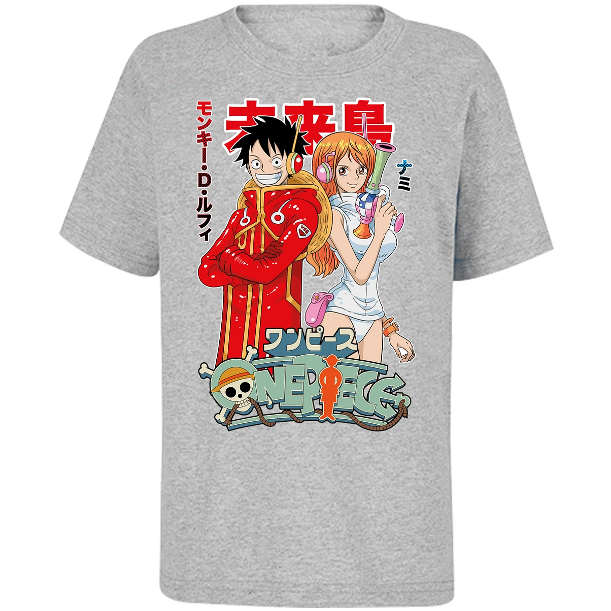 Playera One Piece Luffy Y Nami Egghead para Niño 3