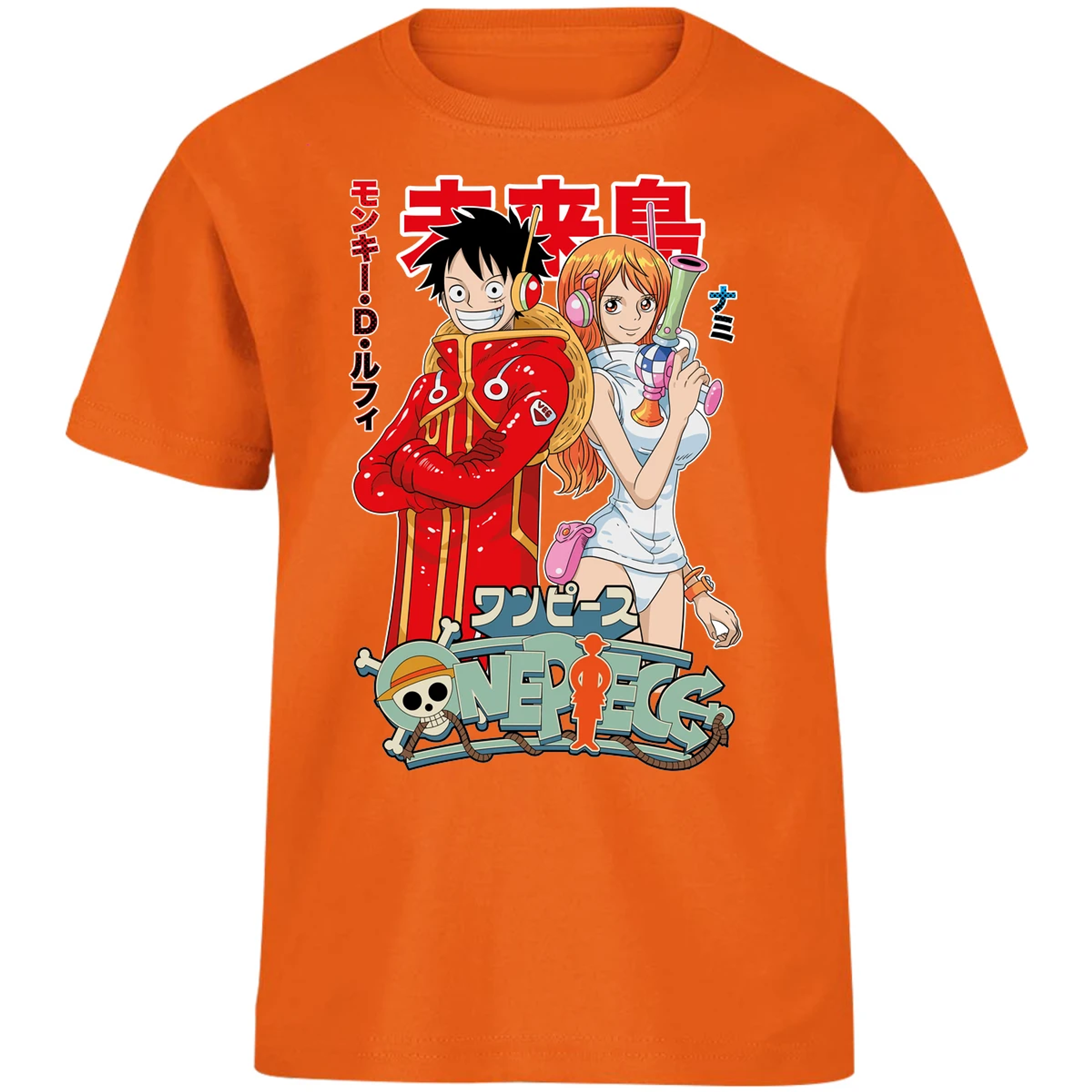 Playera One Piece Luffy Y Nami Egghead para Niño 4