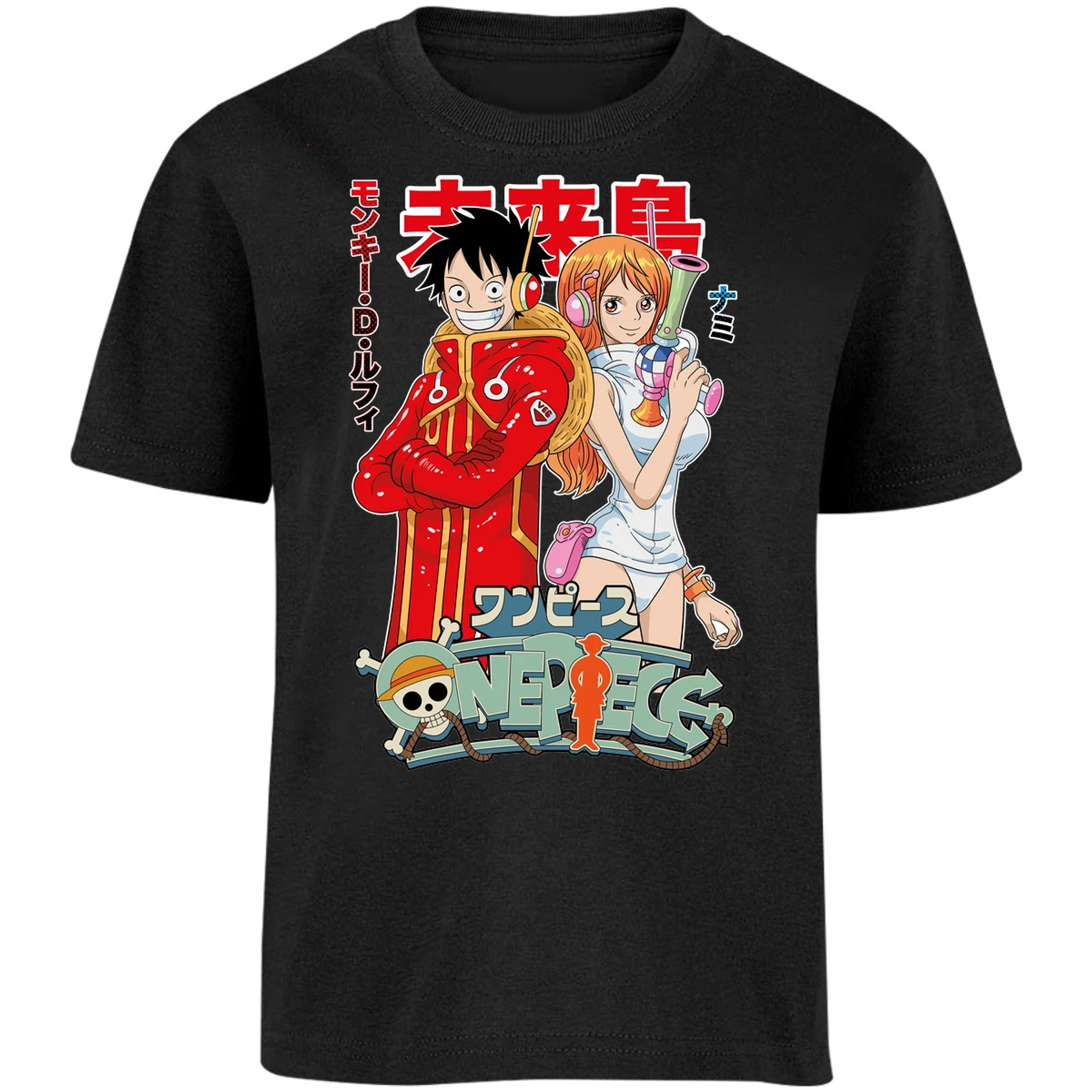 Playera One Piece Luffy Y Nami Egghead para Niño 5